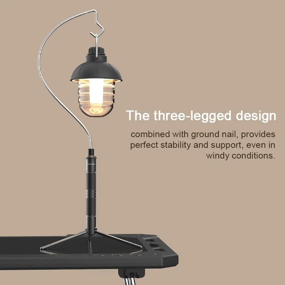 پایه چراغ آلومینیومی سبک وزن جداشدنی، قابل حمل و نصب آسان، نگهدارنده چند منظوره با سه پایه، مناسب برای لوازم جانبی کمپینگ