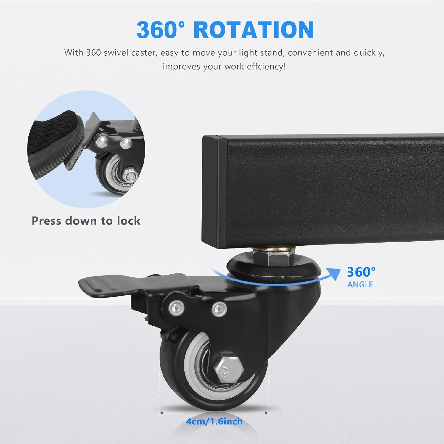 پایه نور سنگین با چرخ، پایه رولینگ تاشو و قابل جابجایی 60.5-83.5 سانتیمتری برای عکاسی زاویه پایین/روی میز، حداکثر ارتفاع 83.5 سانتیمتر پایه نور سنگین با چرخ، پایه رولینگ تاشو و قابل جابجایی 60.5-83.5 سانتیمتری برای عکاسی زاویه پایین/روی میز، حداکثر ارتفاع 83.5 سانتیمتر