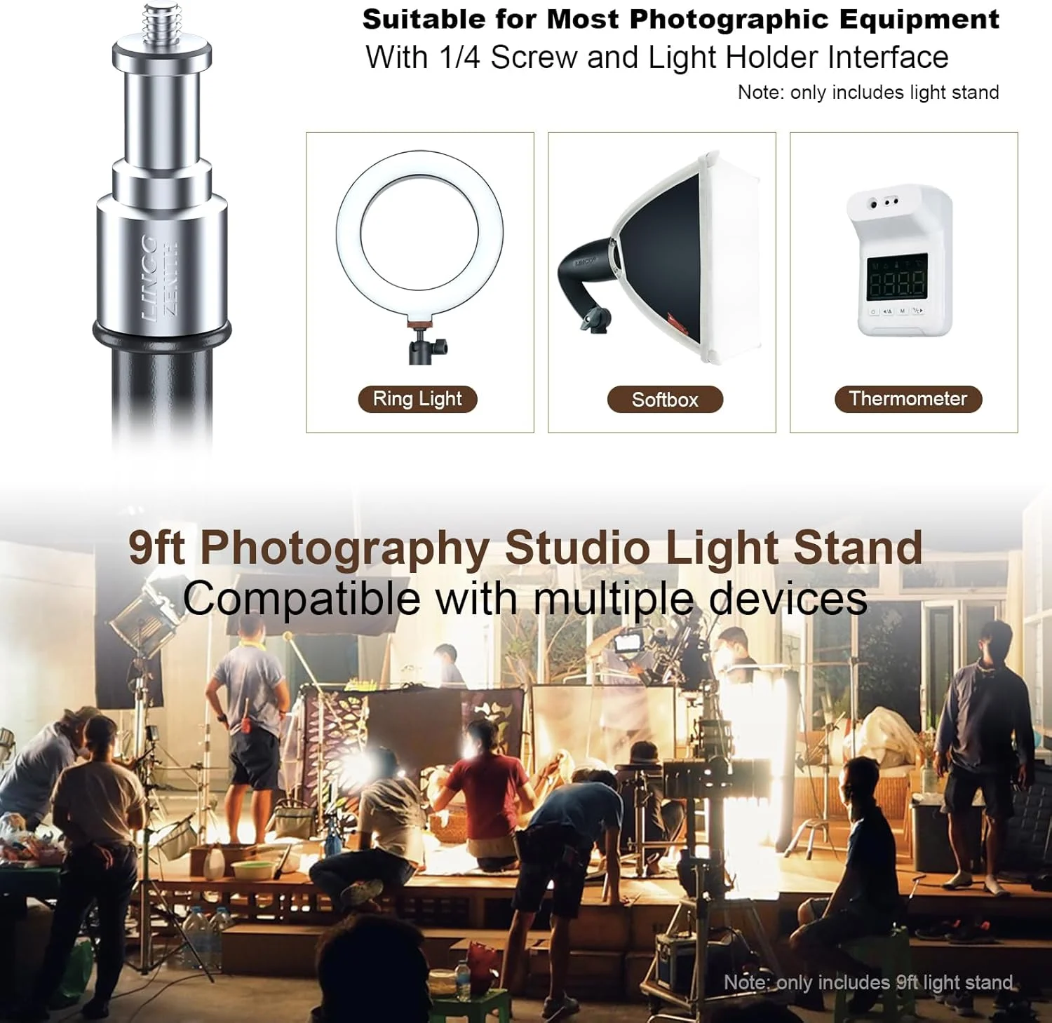 مجموعه دو عددی پایه نور استودیویی زینیت لینکو لینکو استور، ارتفاع 288 سانتی متر، مناسب برای واقعیت مجازی HTC Vive، فیلمبرداری، عکاسی پرتره و محصول