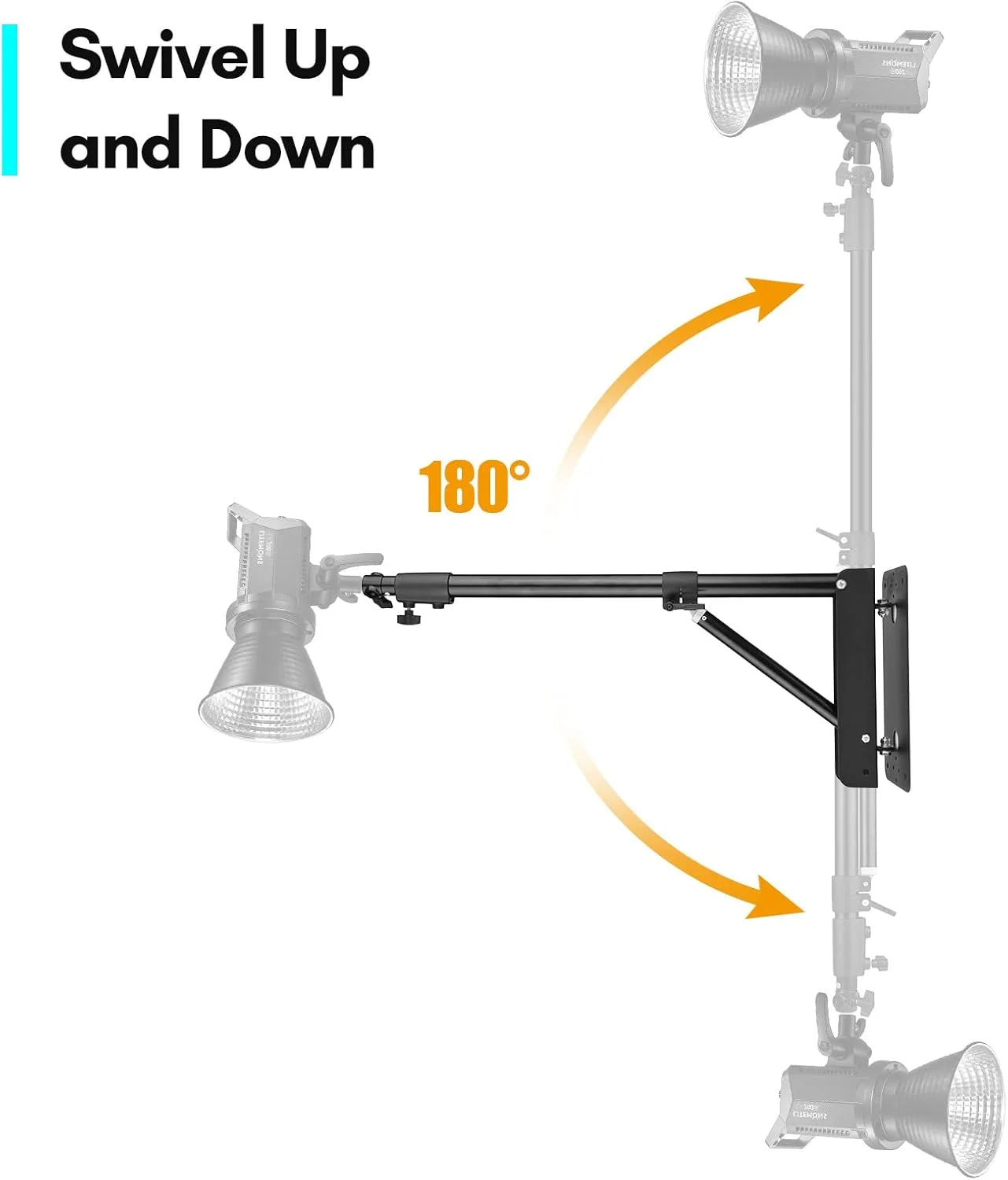 بازوی بوم مثلثی نصب شده روی دیوار Labymos برای نور استروب عکاسی، مونو لایت، سافت باکس، رفلکتور، رینگ لایت، آلیاژ آلومینیوم، ظرفیت بار 5 کیلوگرم، چرخش 180 درجه، حداکثر طول 130 سانتی متر