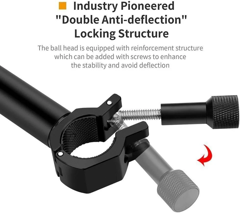 پایه نور بازویی چند منظوره رومیزی، پایه نور یونیورسال با کلاهک اتصال کفشکی، گیره تلفن همراه، پیچ 1/4 اینچی، سازگار با دوربین، نورپردازی عکاسی تلفن همراه و غیره. قابل استفاده برای