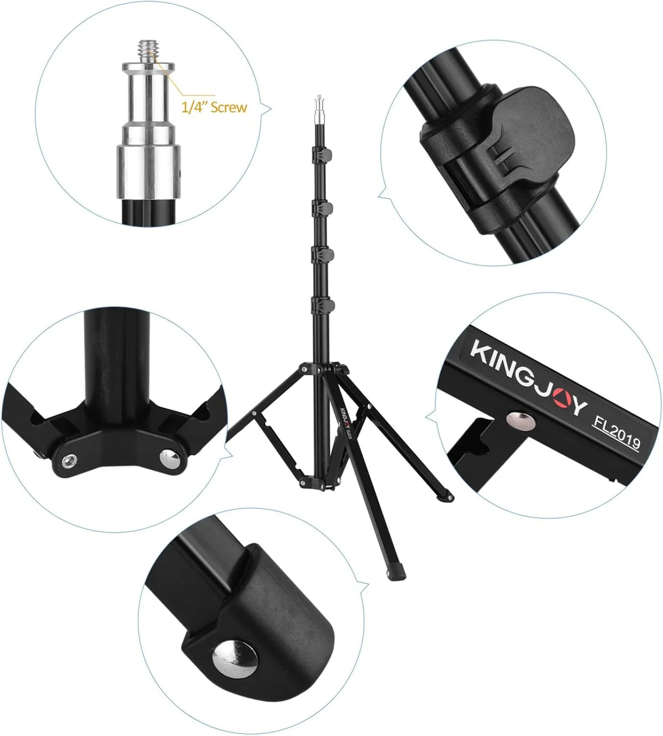 پایه نور فلزی قابل تنظیم Labymos FL2019 با ظرفیت بارگیری 8 کیلوگرم و پیچ 1/4 اینچی، حداکثر ارتفاع 180 سانتی متر، مناسب برای رفلکتور استودیویی، سافت باکس، چراغ ویدئویی LED و چتر پایه نور فلزی قابل تنظیم Labymos FL2019 با ظرفیت بارگیری 8 کیلوگرم و پیچ 1/4 اینچی، حداکثر ارتفاع 180 سانتی متر، مناسب برای رفلکتور استودیویی، سافت باکس، چراغ ویدئویی LED و چتر