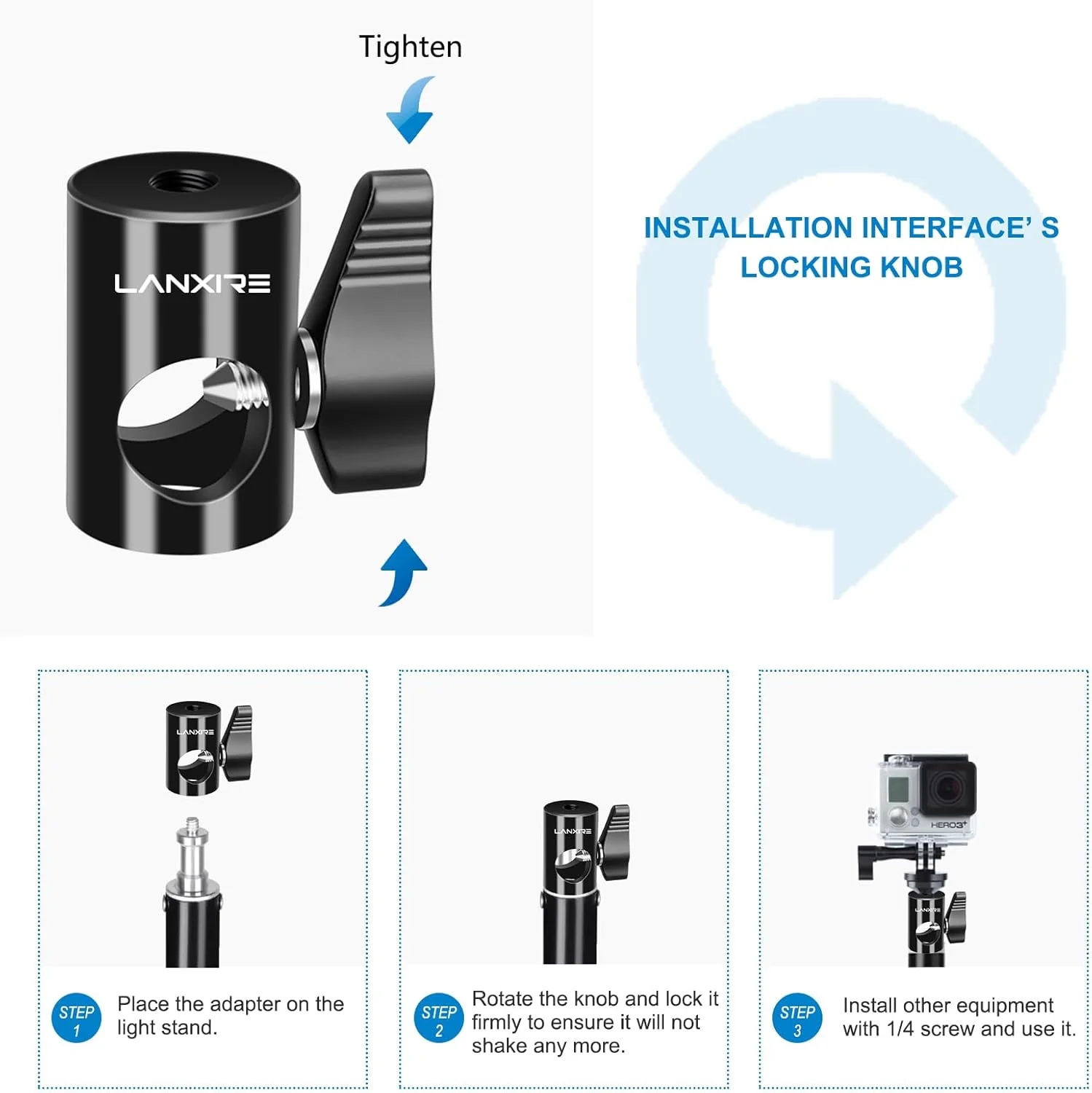 آداپتور اتصال پایه نور با سوراخ پیچ 1/4 اینچی، آداپتور سریع 16 میلی‌متری مناسب برای پایه مانیتور استودیویی، اتصال دوربین، پایه نور عکاسی استودیویی - بسته 2 عددی