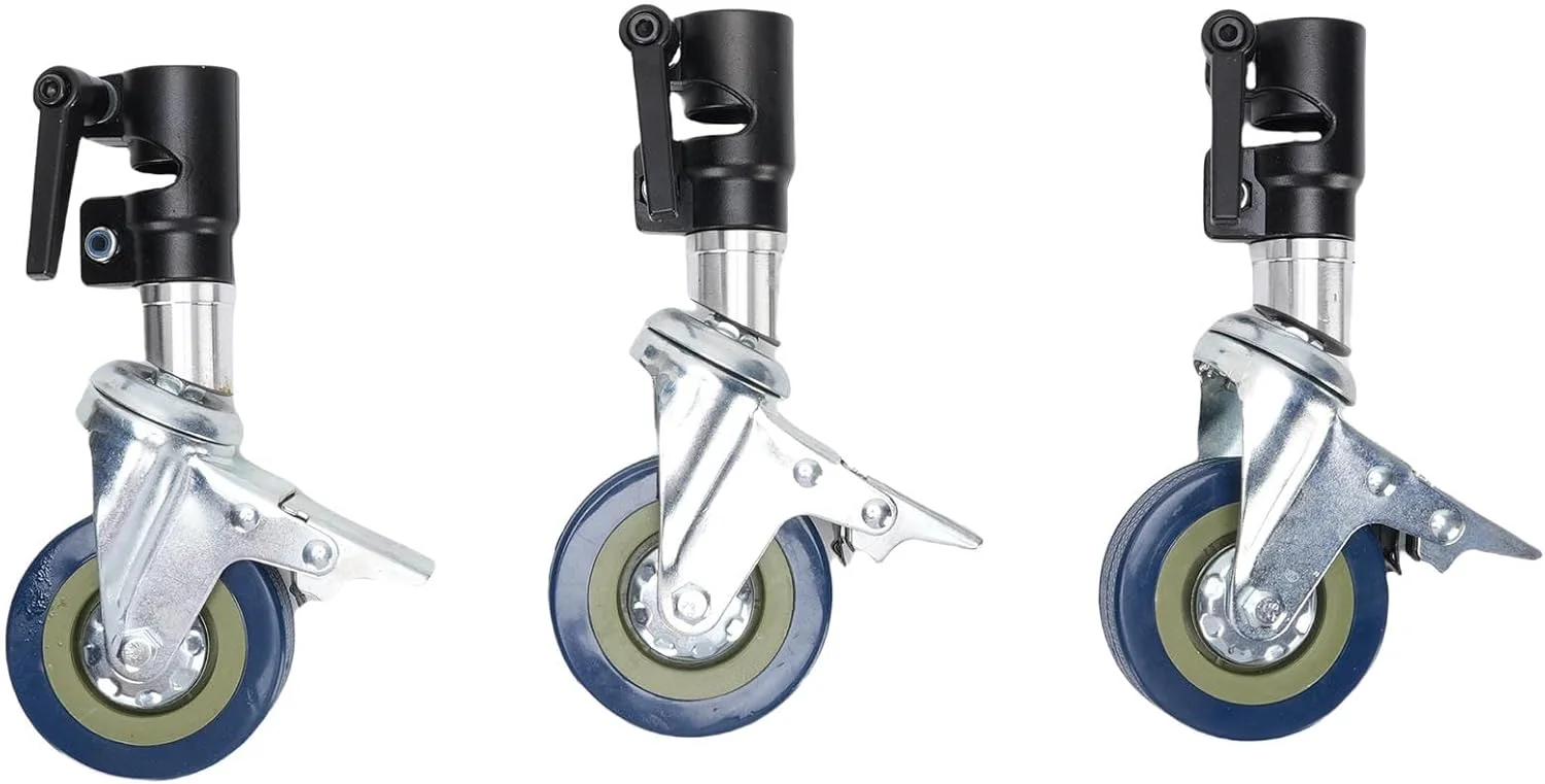 چرخهای گردان پایه نور عکاسی Kikumi، 3 عدد چرخ فلزی بیصدا با قفل ترمز 360 درجه برای پایه 25 میلیمتری، آلیاژ آلومینیوم، مناسب برای استودیو، پخش زنده، تبلیغات چرخهای گردان پایه نور عکاسی Kikumi، 3 عدد چرخ فلزی بیصدا با قفل ترمز 360 درجه برای پایه 25 میلیمتری، آلیاژ آلومینیوم، مناسب برای استودیو، پخش زنده، تبلیغات