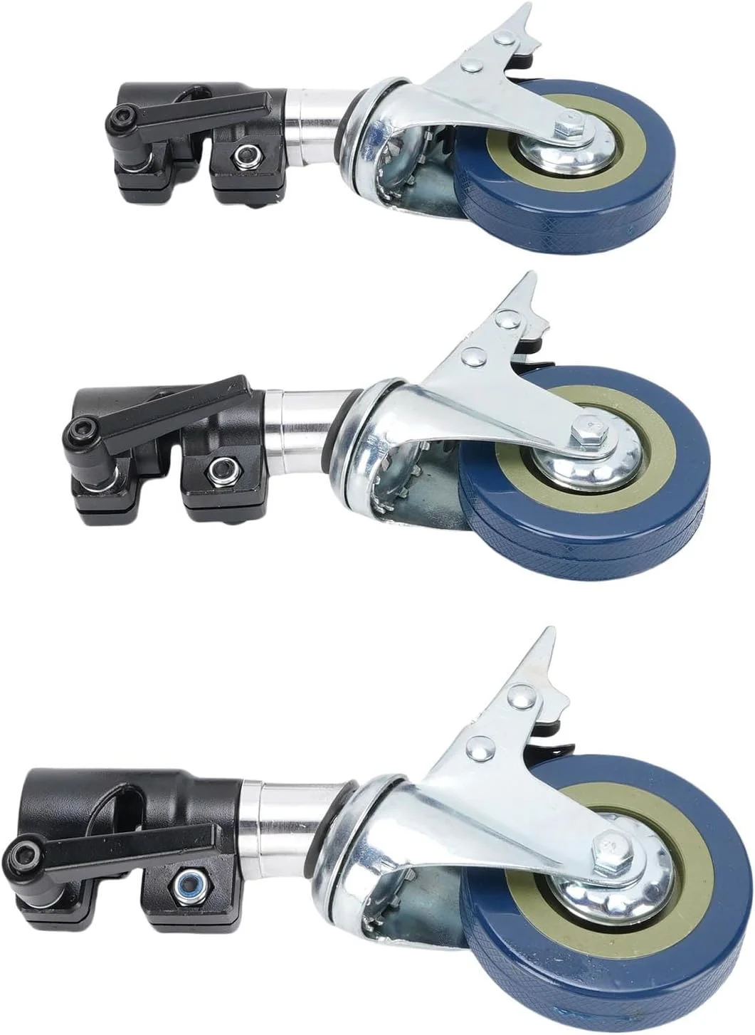 چرخ‌های گردان پایه نور عکاسی Kikumi، 3 عدد چرخ فلزی بی‌صدا با قفل ترمز 360 درجه برای پایه 25 میلی‌متری، آلیاژ آلومینیوم، مناسب برای استودیو، پخش زنده، تبلیغات