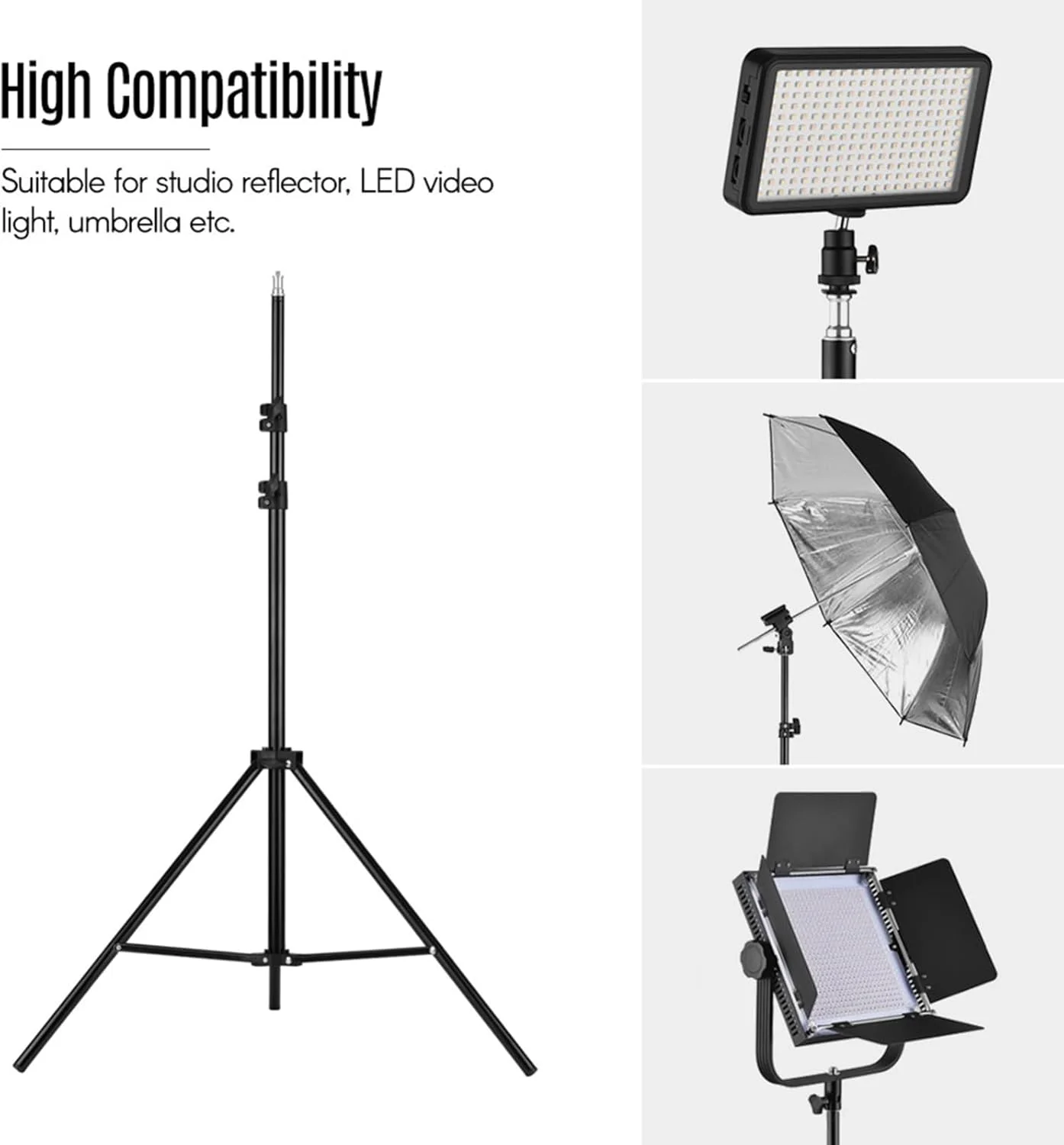 پایه نور فلزی قابل تنظیم Labymos حداکثر ارتفاع 2 متر با پیچ 1/4 اینچی برای استودیو عکاسی، نور ویدئویی LED، چتر، رینگ لایت