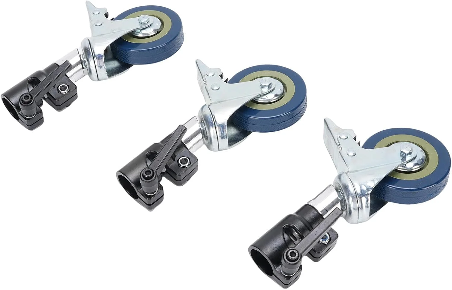 چرخ‌های گردان پایه نور عکاسی Kikumi، 3 عدد چرخ فلزی بی‌صدا با قفل ترمز 360 درجه برای پایه 25 میلی‌متری، آلیاژ آلومینیوم، مناسب برای استودیو، پخش زنده، تبلیغات