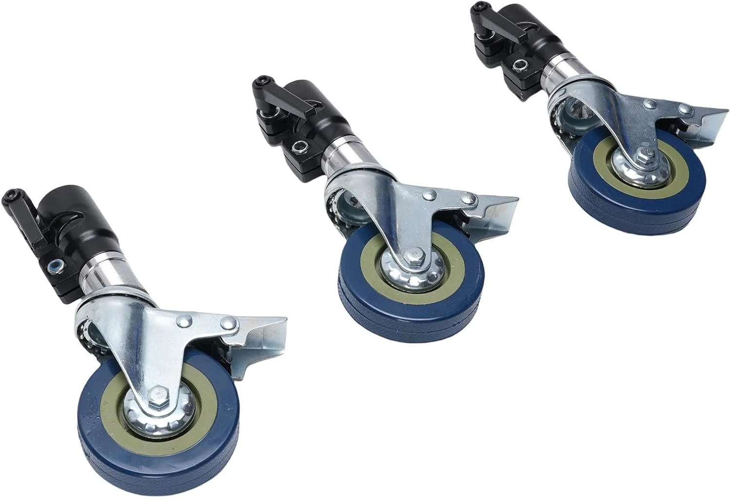 چرخ‌های گردان پایه نور عکاسی Kikumi، 3 عدد چرخ فلزی بی‌صدا با قفل ترمز 360 درجه برای پایه 25 میلی‌متری، آلیاژ آلومینیوم، مناسب برای استودیو، پخش زنده، تبلیغات