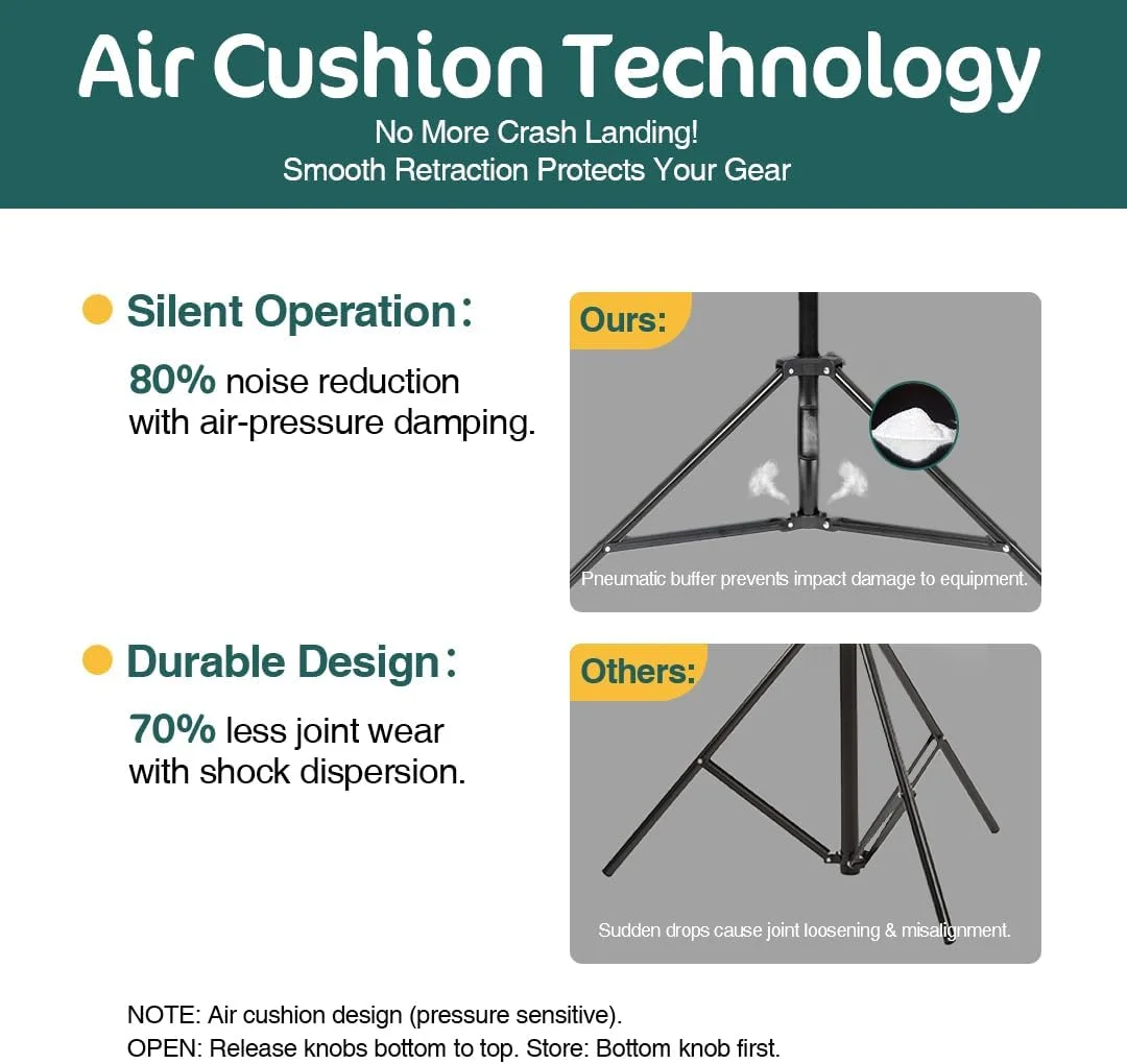 پایه نور سنگین کیت برای عکاسی، پایه سه پایه ویدئویی عکس پایدار 2.6 متری با گیره، کیسه شن، کیف حمل و آداپتورهای پیچی - حداکثر بار 15 کیلوگرم برای استروب استودیویی، سافت باکس، نور ویدئویی LED