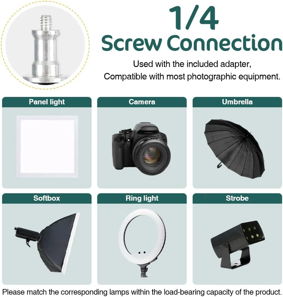 پایه نور سنگین کیت برای عکاسی، پایه سه پایه ویدئویی عکس پایدار 2.6 متری با گیره، کیسه شن، کیف حمل و آداپتورهای پیچی - حداکثر بار 15 کیلوگرم برای استروب استودیویی، سافت باکس، نور ویدئویی LED