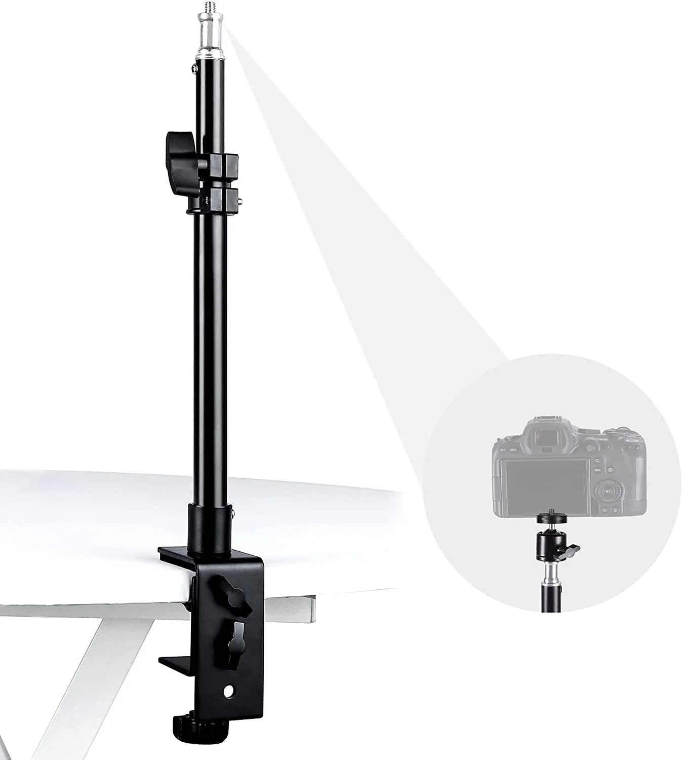 پایه نور رومیزی E-Image TP-1 به همراه سر توپی | پایه نصب رومیزی با پیچ 1/4 اینچی ارتقا یافته | پایه گیره C شکل رومیزی و سر توپی با قابلیت چرخش 360 درجه برای دوربین DSLR / رینگ لایت / نور ویدئو | حداکثر تحمل وزن 3 کیلوگرم پایه نور رومیزی E-Image TP-1 به همراه سر توپی | پایه نصب رومیزی با پیچ 1/4 اینچی ارتقا یافته | پایه گیره C شکل رومیزی و سر توپی با قابلیت چرخش 360 درجه برای دوربین DSLR / رینگ لایت / نور ویدئو | حداکثر تحمل وزن 3 کیلوگرم