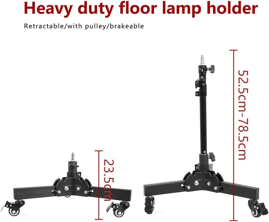 پایه نور ویدئویی قابل تنظیم Irovami با ارتفاع 78.5 سانتی متر، دو قسمتی، ظرفیت بار 50 کیلوگرم با پایه چرخ دار، رابط جهانی سوراخ رزوه ای 1/4 اینچ و 3/8 اینچ برای نور LED ویدئویی، نگهدارنده تلفن، دوربین