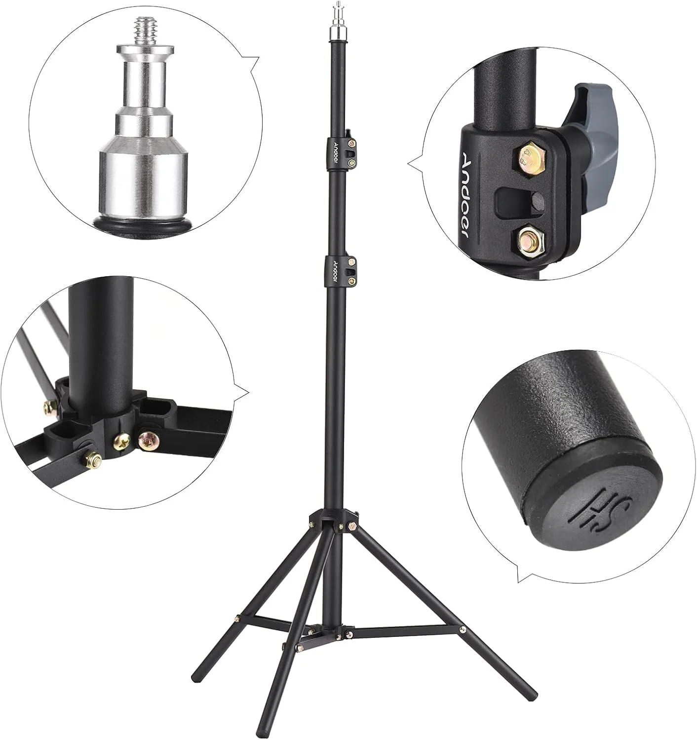 پایه نور فلزی قابل حمل ایرومی 160 سانتی متری، پایه سه پایه عکاسی قابل تنظیم و سنگین با پیچ 1/4 اینچی برای رفلکتور استودیویی، سافت باکس، نور ویدئویی LED، نور حلقه ای پایه نور فلزی قابل حمل ایرومی 160 سانتی متری، پایه سه پایه عکاسی قابل تنظیم و سنگین با پیچ 1/4 اینچی برای رفلکتور استودیویی، سافت باکس، نور ویدئویی LED، نور حلقه ای