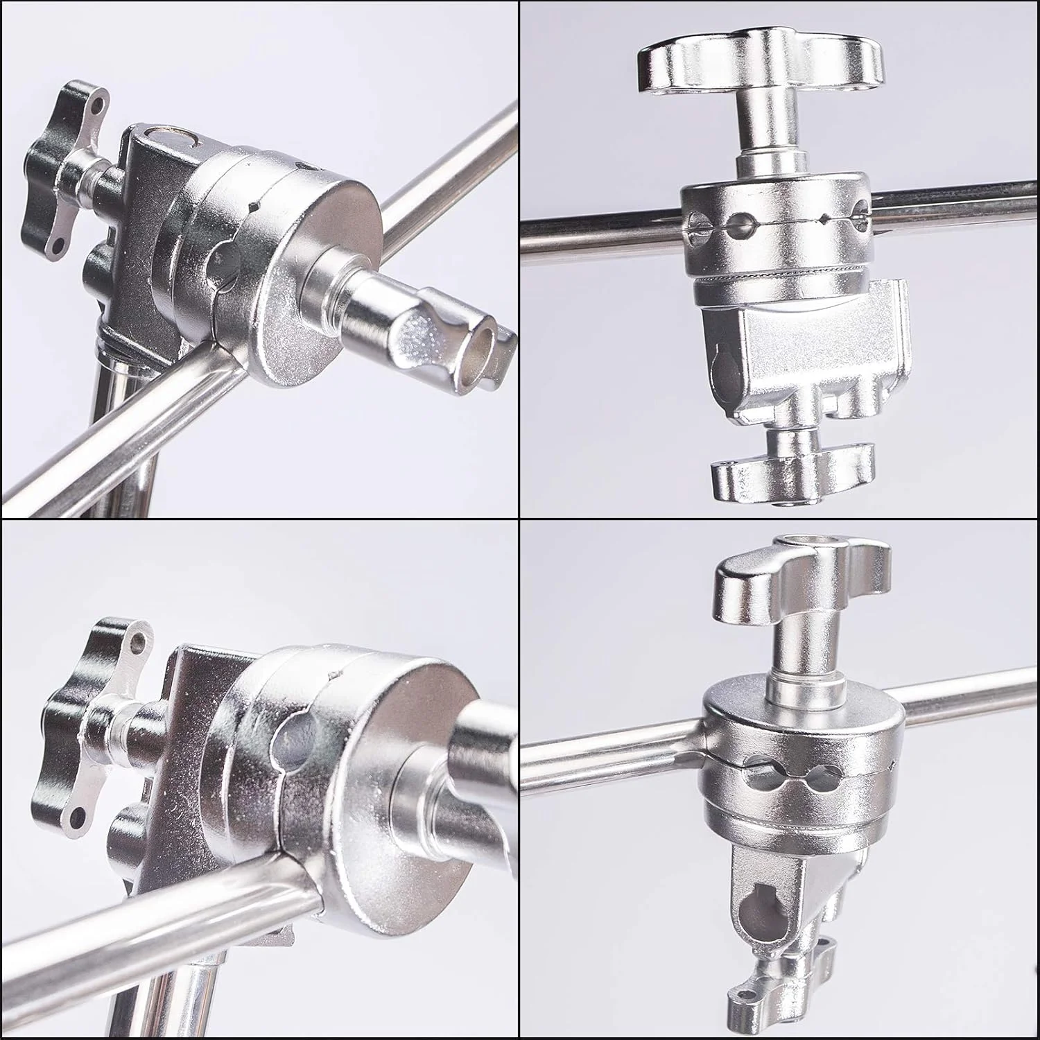 سر گیره چند منظوره سنگین برای پایه نور، بازوی بوم و لوازم جانبی، قطر 2.5 اینچ کروم