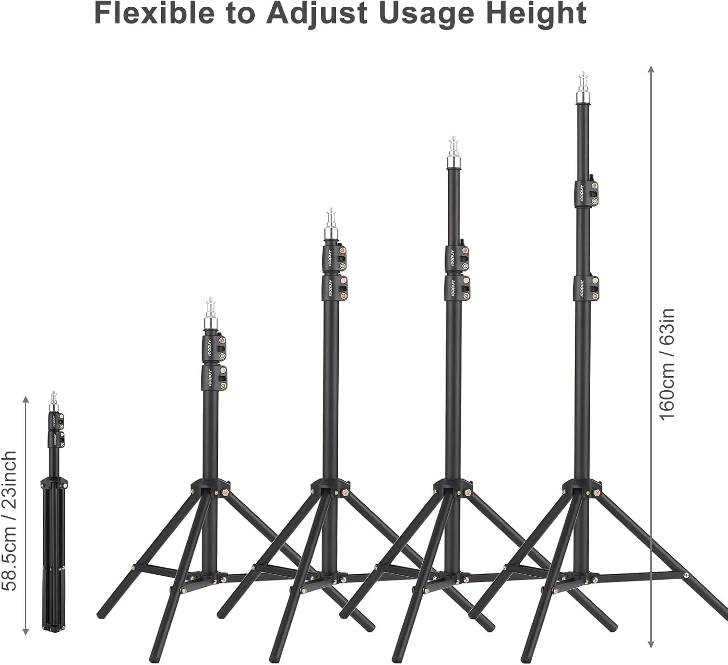 پایه نور فلزی قابل حمل ایرومی 160 سانتی متری، پایه سه پایه عکاسی قابل تنظیم و سنگین با پیچ 1/4 اینچی برای رفلکتور استودیویی، سافت باکس، نور ویدئویی LED، نور حلقه ای پایه نور فلزی قابل حمل ایرومی 160 سانتی متری، پایه سه پایه عکاسی قابل تنظیم و سنگین با پیچ 1/4 اینچی برای رفلکتور استودیویی، سافت باکس، نور ویدئویی LED، نور حلقه ای