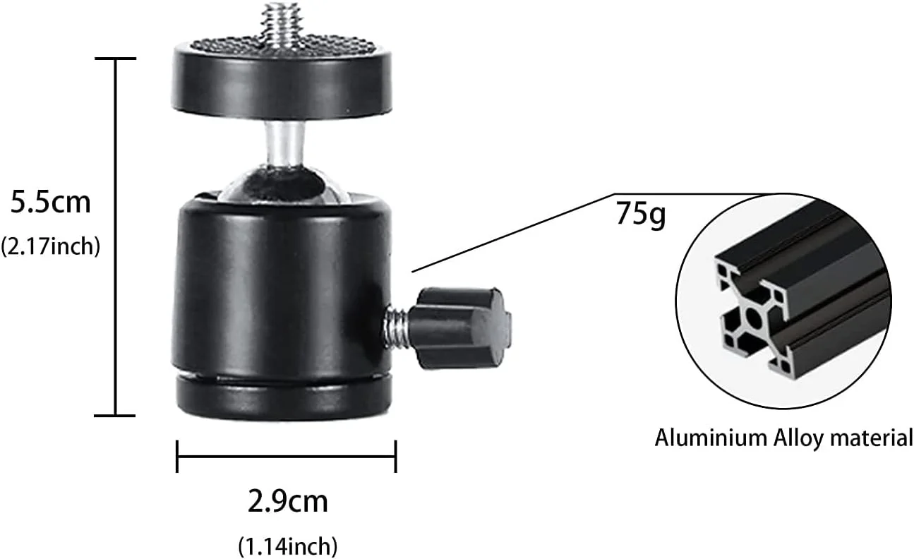پایه نور رومیزی E-Image TP-1 به همراه سر توپی | پایه نصب رومیزی با پیچ 1/4 اینچی ارتقا یافته | پایه گیره C شکل رومیزی و سر توپی با قابلیت چرخش 360 درجه برای دوربین DSLR / رینگ لایت / نور ویدئو | حداکثر تحمل وزن 3 کیلوگرم