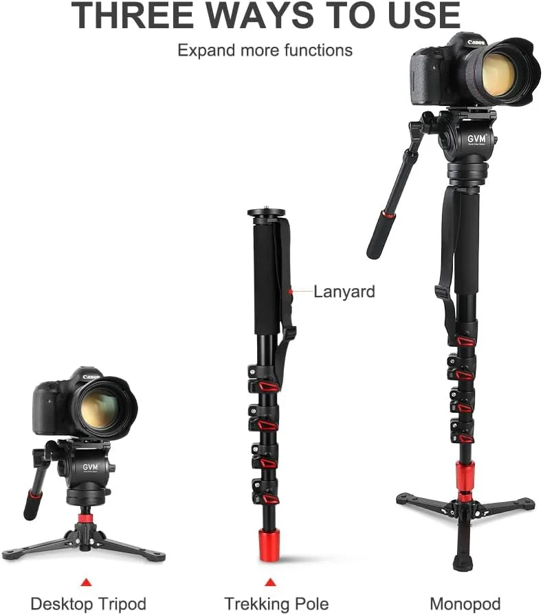 پایه نورپردازی GVM D190، سه پایه آلومینیومی قابل تنظیم 0.74 متری/29 اینچی برای بازتابنده ها، سافت باکس ها، چراغ ها، چترها، حداکثر بار 15 کیلوگرم، پشتیبانی از چرخش 360 درجه و عکاسی شیب دار