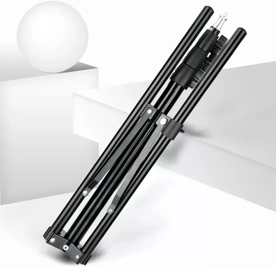 پایه سه پایه GIFTMAX 2.1 متری برای عکاسی و فیلمبرداری، پایه سه پایه قابل تنظیم برای عکاسی، فولاد عکاسی با پایه پیچ 1/4 اینچی، پایه نور استودیویی انعطاف پذیر معکوس (فقط پایه)