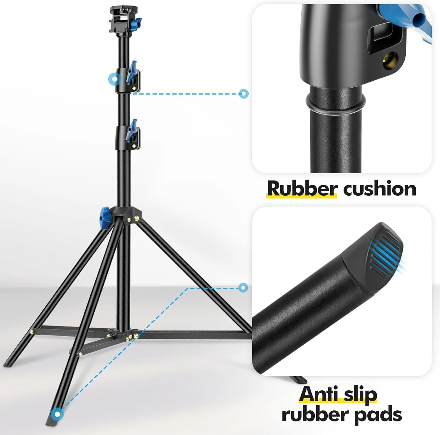 پایه نور عکاسی، پایه سه پایه نورپردازی عکس 7 فوتی برای نور حلقه ای ال ای دی، پایه نور استودیویی ویدئویی برای فلاش استروب اسپیدلایت