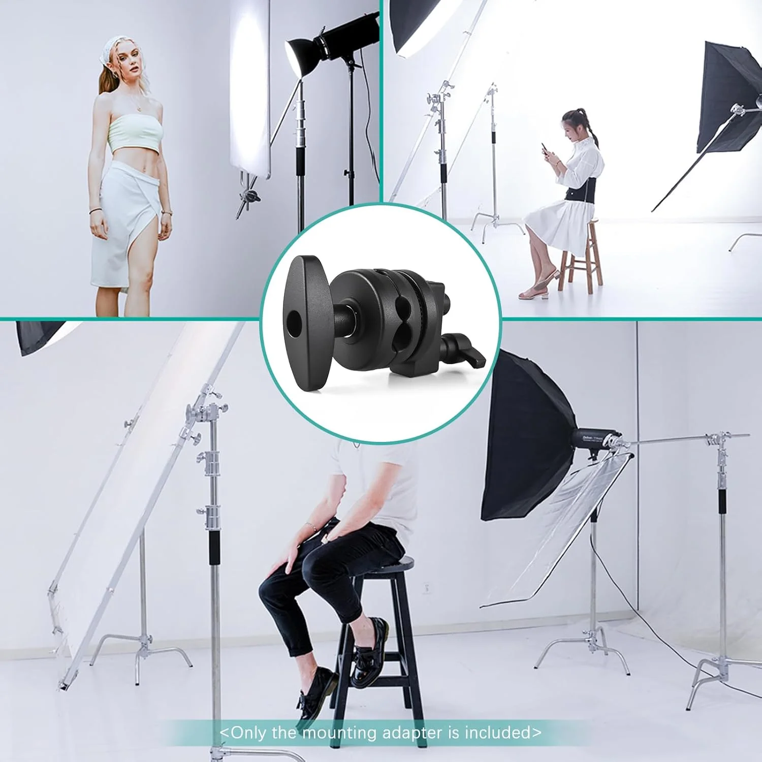 آداپتور نصب پایه نور چند منظوره سنگین با نگهدارنده سر چرخان برای بازوی بوم توسعه دهنده لوازم جانبی عکاسی 4 سوراخ