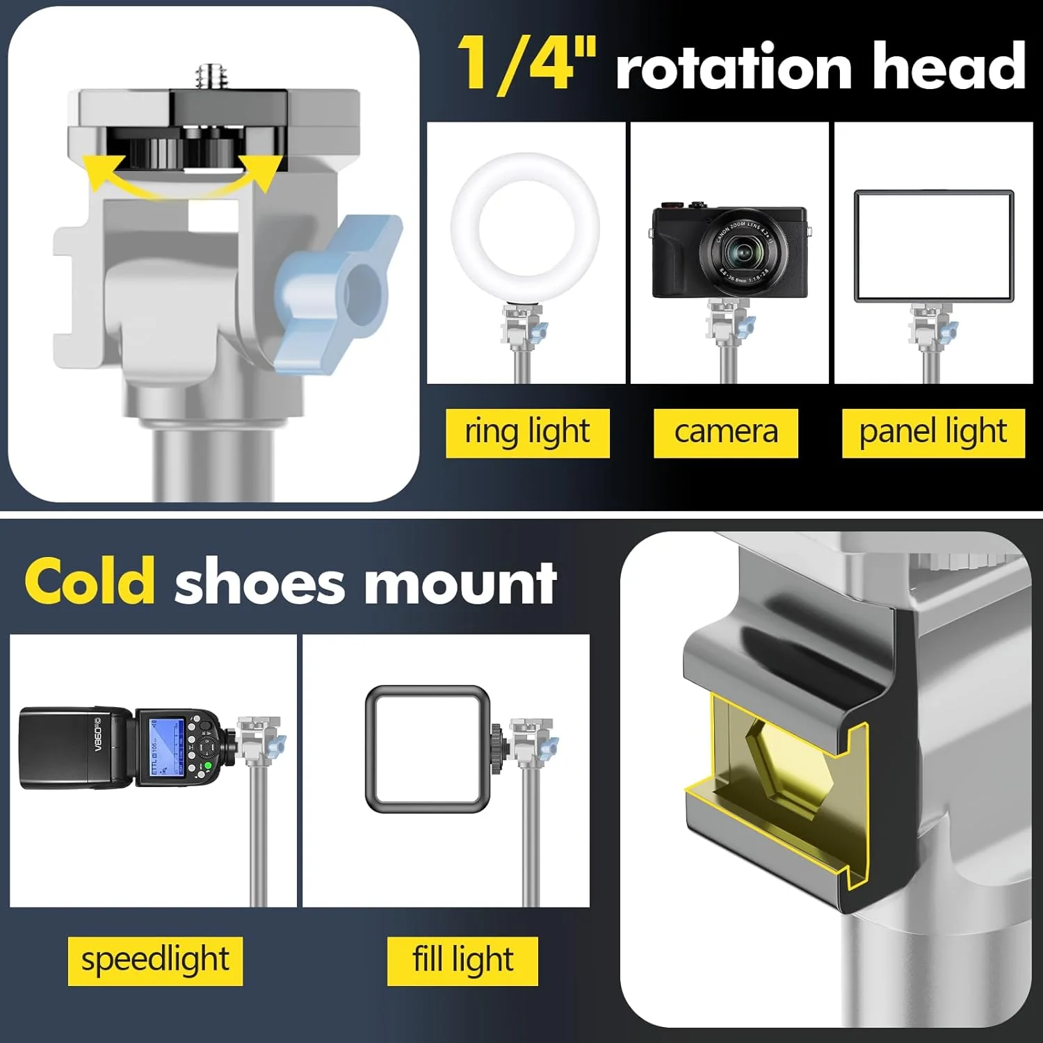 پایه نور عکاسی، پایه سه پایه نورپردازی عکس 7 فوتی برای نور حلقه ای ال ای دی، پایه نور استودیویی ویدئویی برای فلاش استروب اسپیدلایت