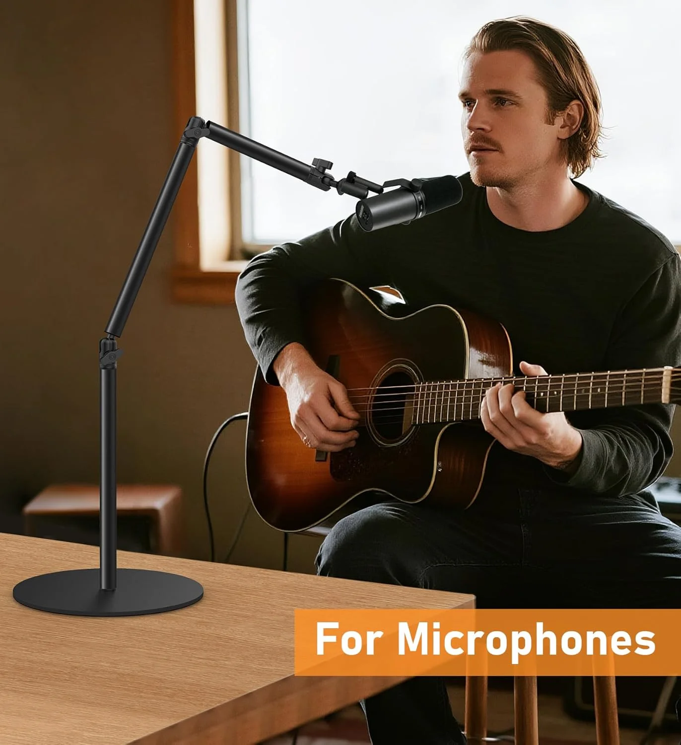 پایه رومیزی دوربین با پایه گرد، پایه مونوپاد نورپردازی آلومینیومی انعطاف پذیر با هولدر گوشی با پیچ 1/4، 3/8 و 5/8 اینچ برای دوربین DSLR، نور، وب کم، پخش زنده و ولاگ پایه رومیزی دوربین با پایه گرد، پایه مونوپاد نورپردازی آلومینیومی انعطاف پذیر با هولدر گوشی با پیچ 1/4، 3/8 و 5/8 اینچ برای دوربین DSLR، نور، وب کم، پخش زنده و ولاگ