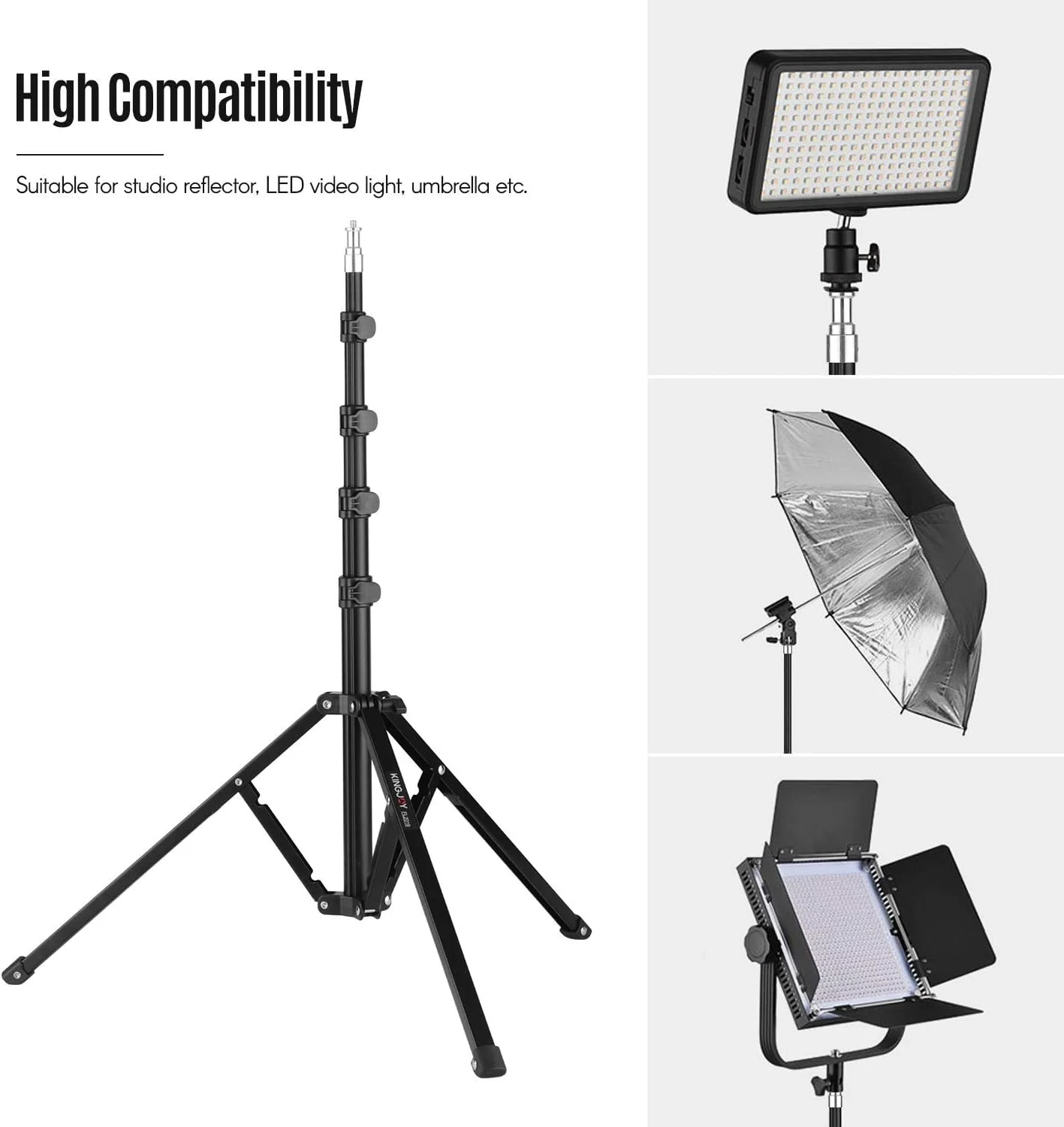 پایه نور فلزی قابل تنظیم Fawoonu FL2019 با ظرفیت بارگیری 8 کیلوگرم، پیچ 1/4 اینچی، حداکثر ارتفاع 180 سانتی متر برای رفلکتور استودیوی عکاسی، سافت باکس، نور ویدئویی LED، چتر