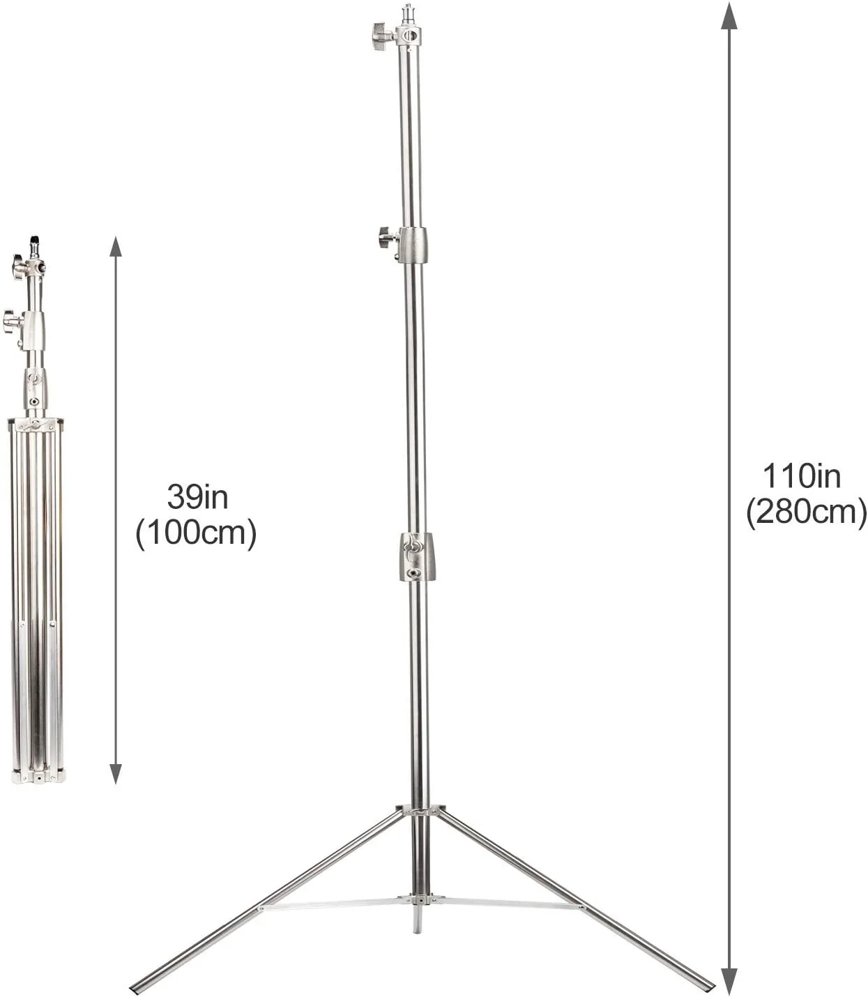 ایچ شات 2 عدد پایه نور 2.8 متری به همراه کیف حمل، آداپتور استیل ضد زنگ سنگین 1/4 اینچ به 3/8 اینچ برای SL60W VL150W SL150W AD600BM MS300، سافت باکس استودیویی، مونو لایت و سایر تجهیزات عکاسی