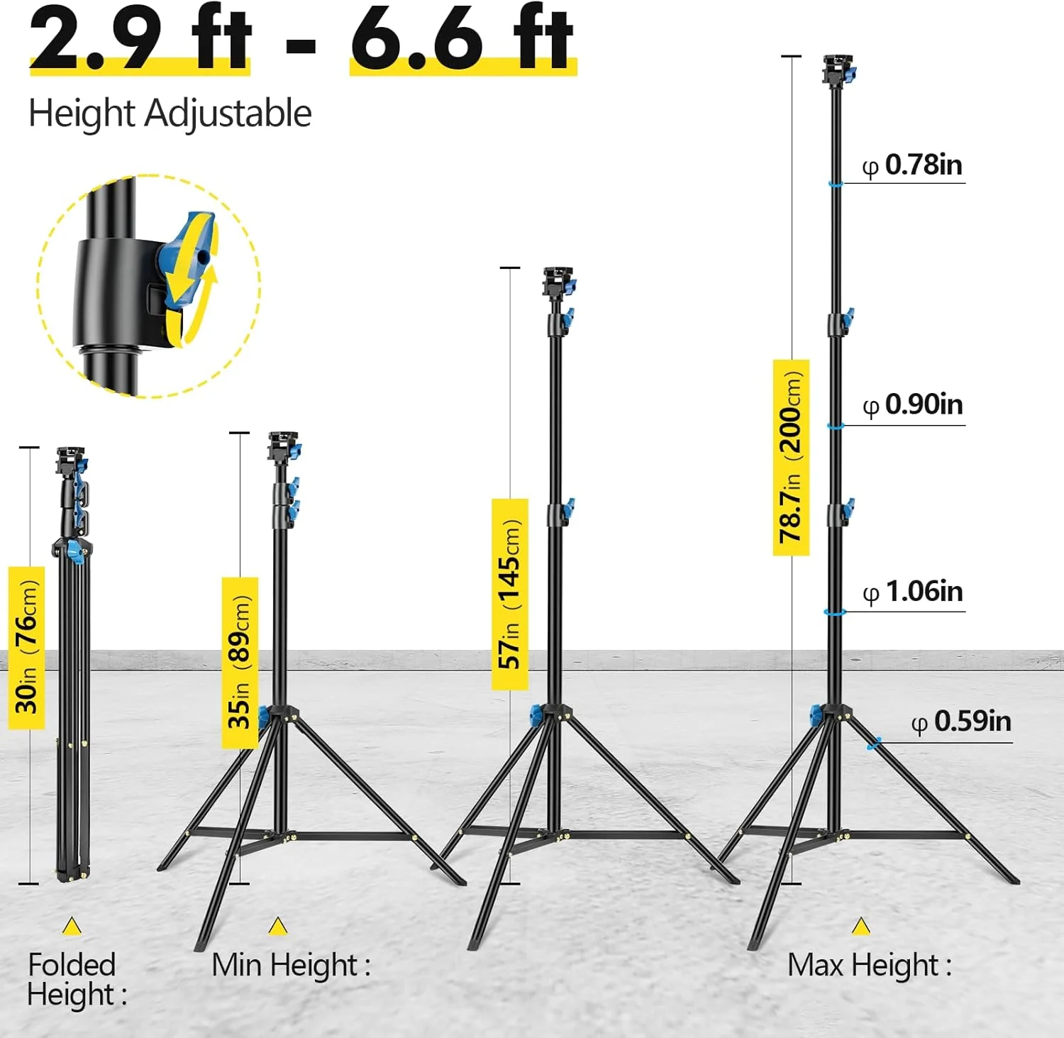 پایه نورپردازی عکاسی ایمارت 200 سانتی متر، سه پایه سبک وزن با سر چرخان 1/4، سه پایه نور چرخان 180 درجه برای چراغ های حلقه ای، دوربین ها و سایر تجهیزات (مشکی، بسته 1 عددی) پایه نورپردازی عکاسی ایمارت 200 سانتی متر، سه پایه سبک وزن با سر چرخان 1/4، سه پایه نور چرخان 180 درجه برای چراغ های حلقه ای، دوربین ها و سایر تجهیزات (مشکی، بسته 1 عددی)