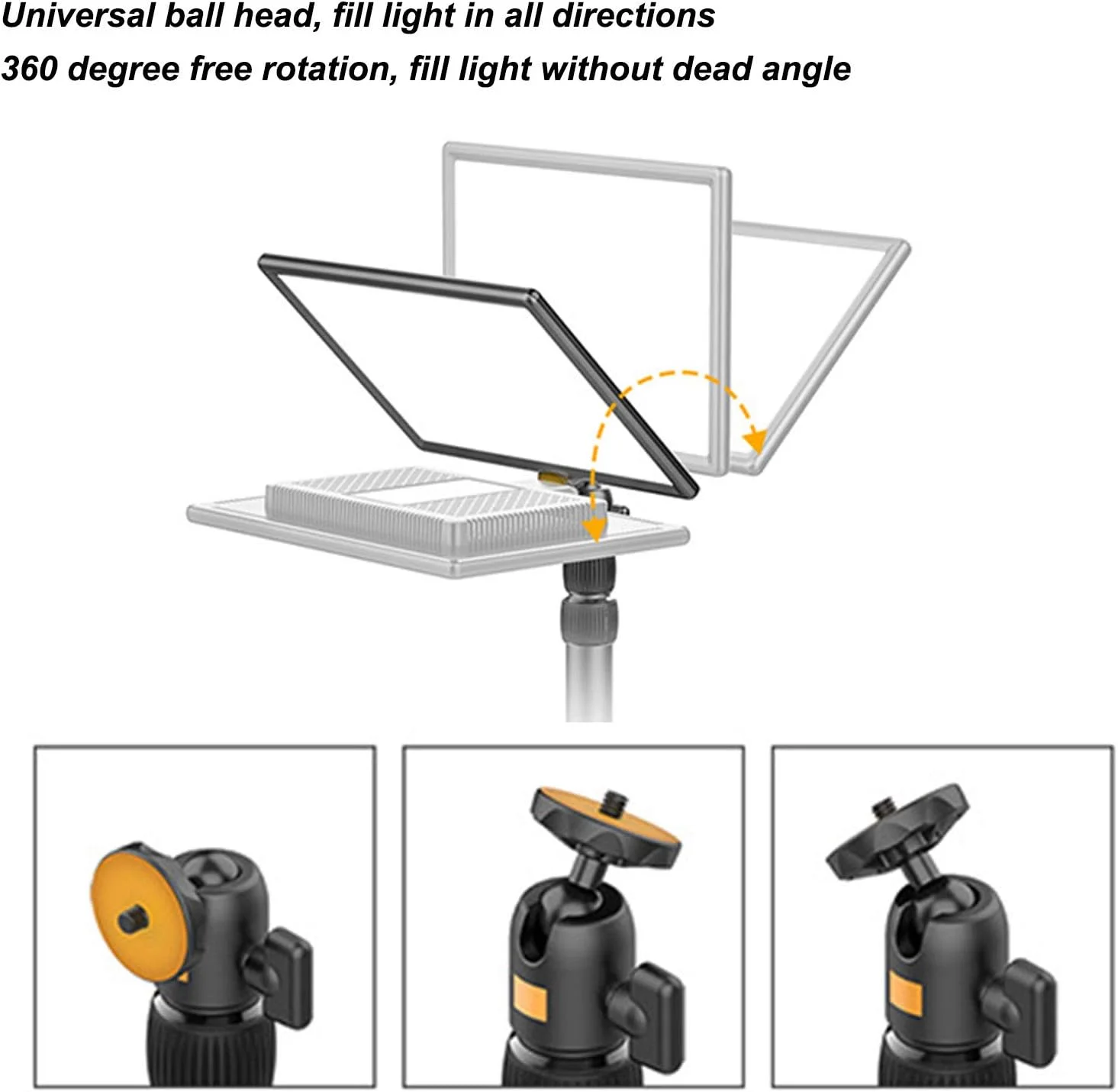 پایه نور رومیزی LS01، پایه نگهدارنده نور با گیره رومیزی و سر توپی چرخان 360 درجه و نگهدارنده جمع شونده