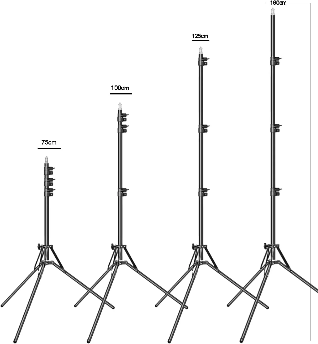 پایه نور آلومینیومی جمع و جور و قابل حمل L-160 با حداکثر ارتفاع 160 سانتی متر، پایه های معکوس، مناسب برای نورپردازی استودیوی عکس و فیلم پایه نور آلومینیومی جمع و جور و قابل حمل L-160 با حداکثر ارتفاع 160 سانتی متر، پایه های معکوس، مناسب برای نورپردازی استودیوی عکس و فیلم