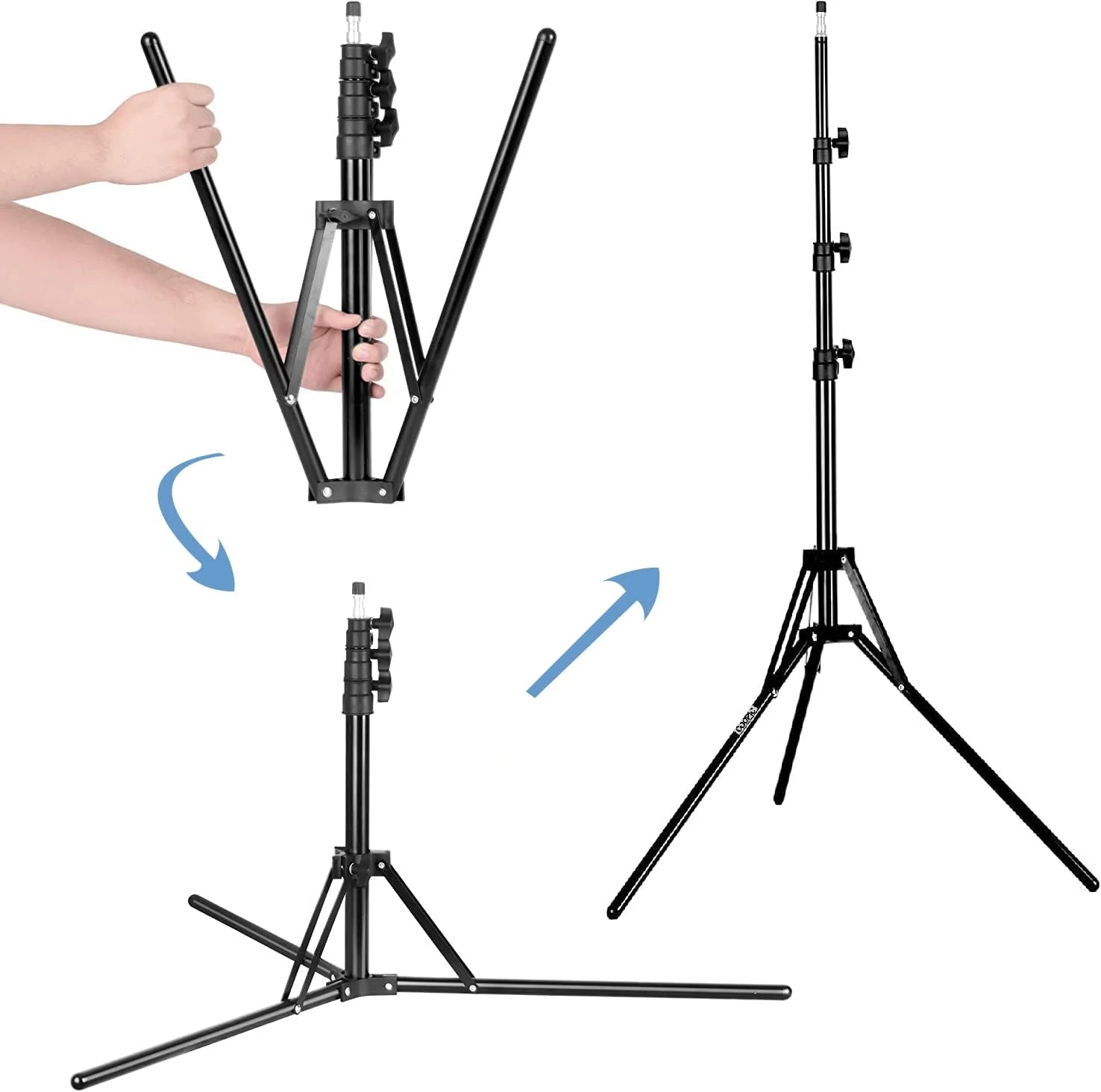پایه نور آلومینیومی جمع و جور و قابل حمل L-160 با حداکثر ارتفاع 160 سانتی متر، پایه های معکوس، مناسب برای نورپردازی استودیوی عکس و فیلم پایه نور آلومینیومی جمع و جور و قابل حمل L-160 با حداکثر ارتفاع 160 سانتی متر، پایه های معکوس، مناسب برای نورپردازی استودیوی عکس و فیلم