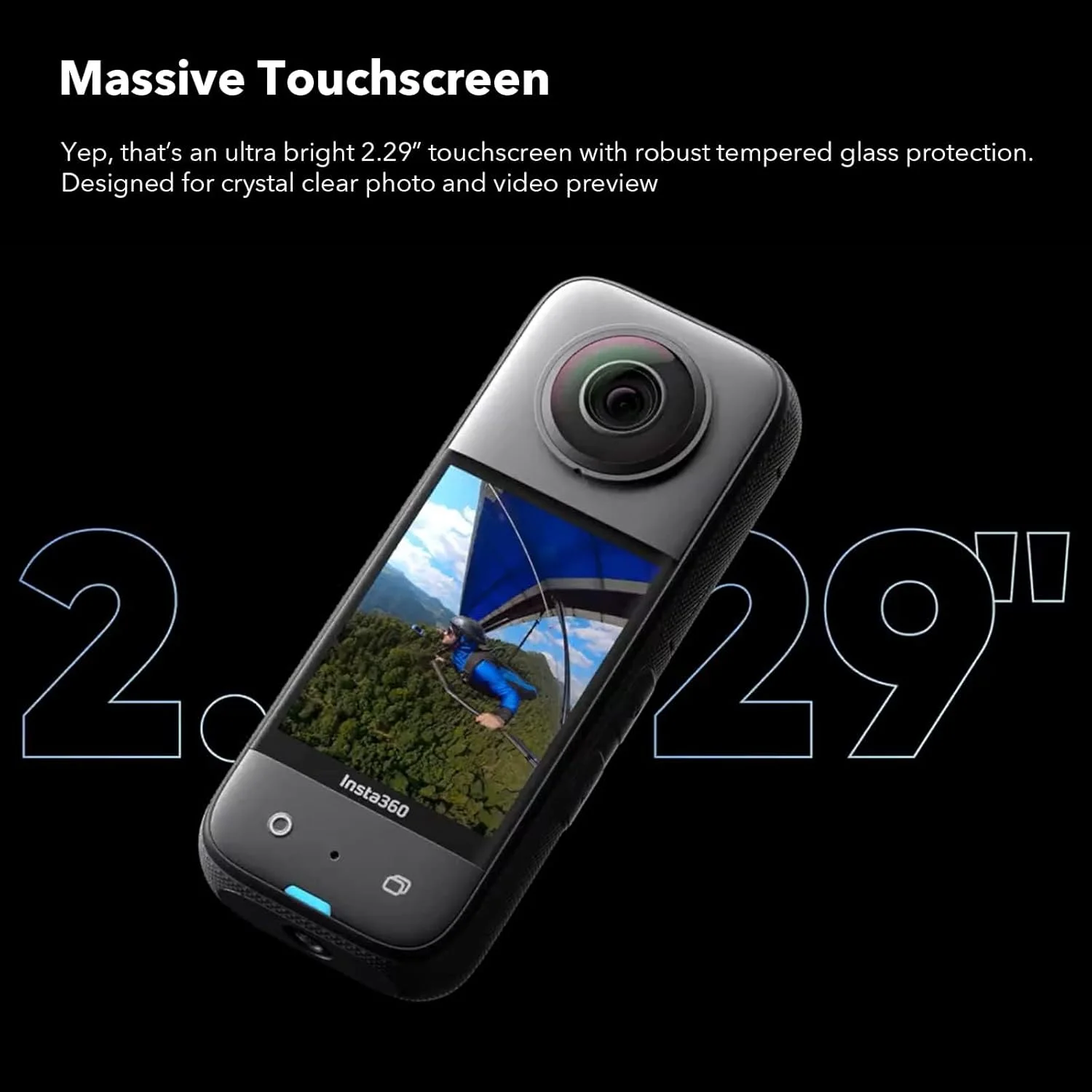 دوربین اکشن 360 ضد آب Insta360 X3 با حسگرهای 1/2 اینچی 72 مگاپیکسلی، فیلمبرداری HDR فعال 360 با کیفیت 5.7K، همراه با مونوپاد نامرئی، درپوش لنز، کیف حمل، محافظ صفحه نمایش (بسته 7 عددی) - تصویر 3