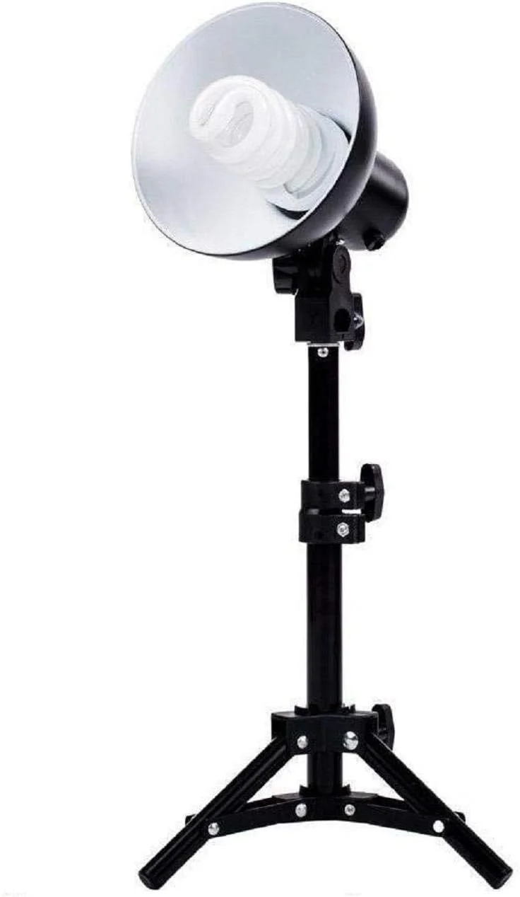 لامپ فلورسنت نورپردازی عکاسی محصول با لامپ 85 واتی و پایه نور 150 سانتی متری