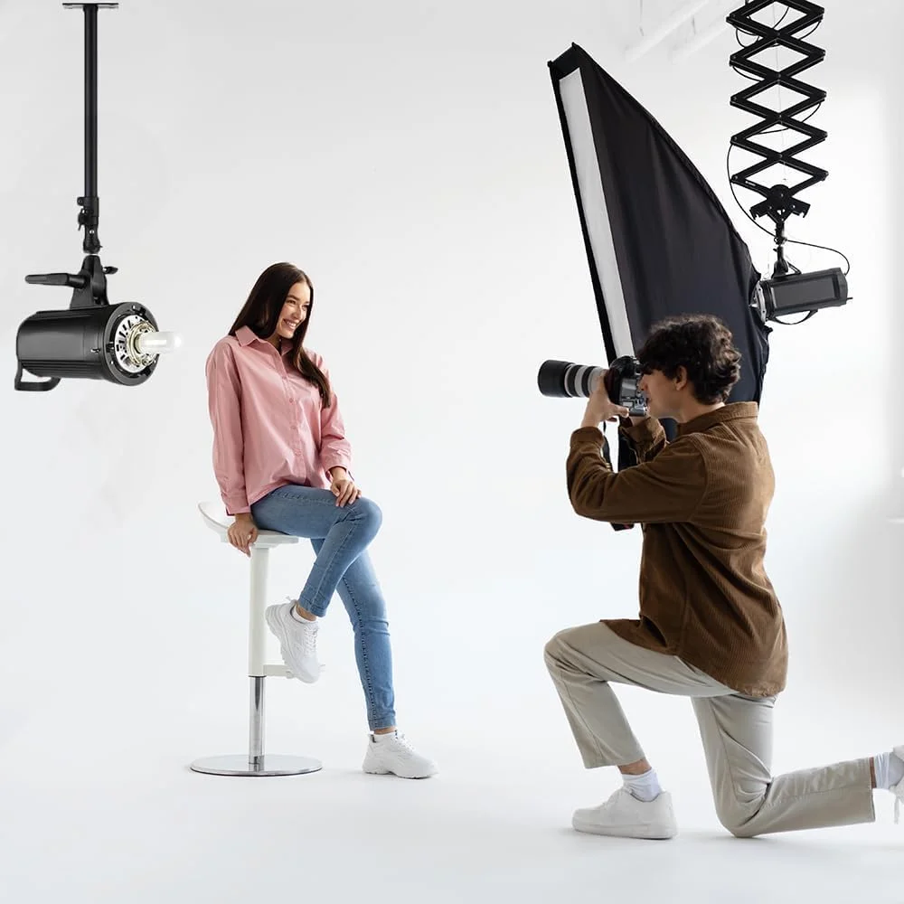 پایه نگهدارنده دیواری سقفی دوربین 36-55 سانتی متر با آداپتور یونیورسال 1/4 اینچ به 3/8 اینچ، بازوی عکاسی برای نور ویدئویی استودیوی عکس، فلاش، رینگ لایت