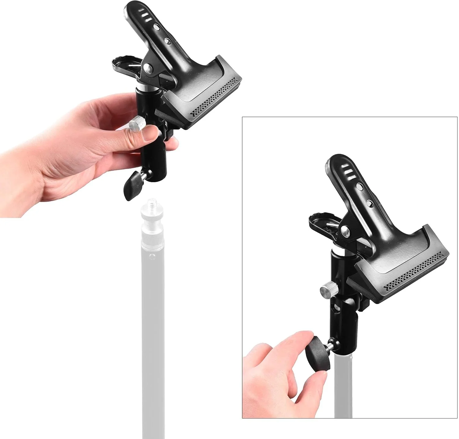 نگهدارنده گیره فلزی استودیوی عکس با پایه نور 5/8 و نگهدارنده بازتابنده چتر