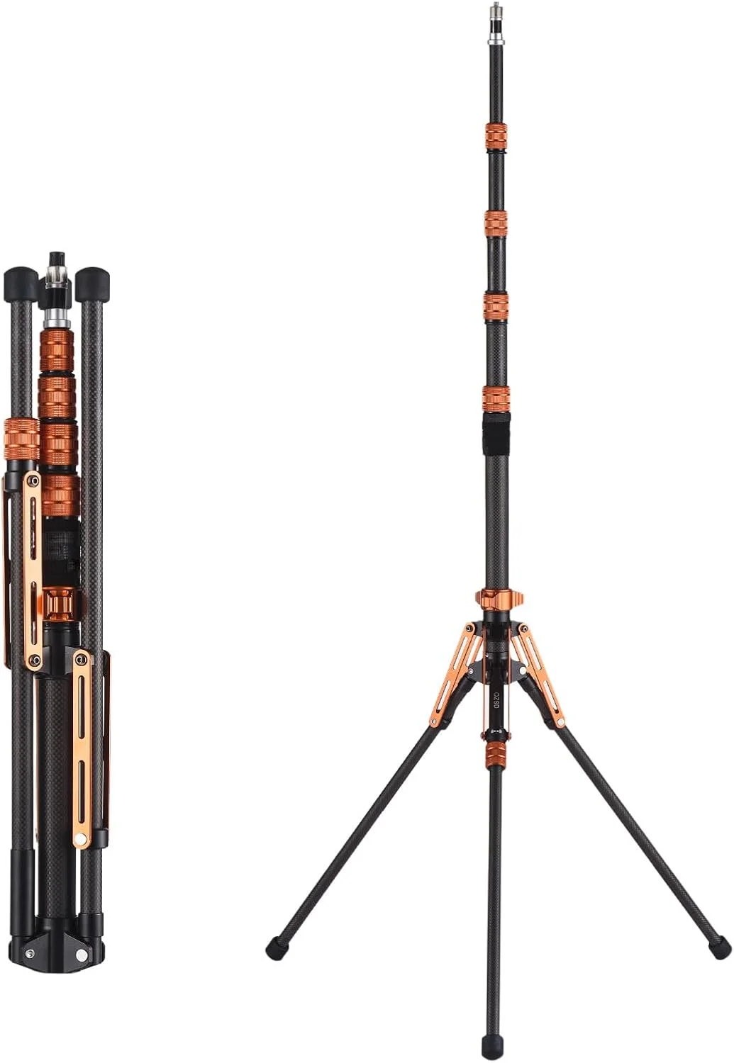 پایه سه پایه قابل حمل Andoer با ارتفاع 220 سانتی متر، پایه نورپردازی عکاسی، فیبر کربنی 5 قسمتی قابل تنظیم با ظرفیت بار 5 کیلوگرم به همراه ستون مرکزی جداشدنی برای نور ویدئویی LED، سافت باکس و رفلکتور