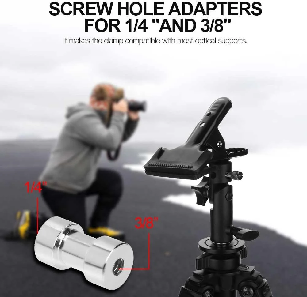 اتصال پایه نور برای بازتابنده، گیره پایه نور استودیویی با قابلیت چرخش 360 درجه، گیره فلزی ضد زنگ برای استودیوی عکاسی