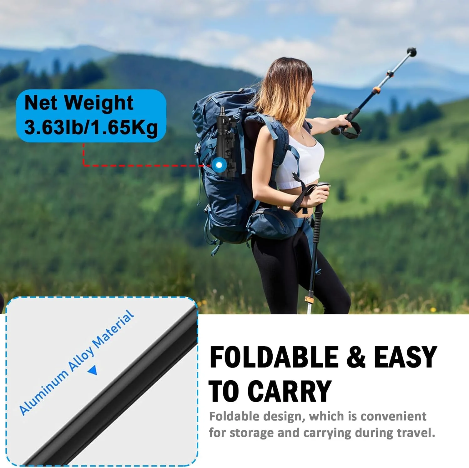 پایه نور سه پایه آلومینیومی عکاسی با کیف، پایه تاشو معکوس، پایه سه پایه قابل حمل، مناسب برای رینگ لایت، دوربین، موبایل و تبلت