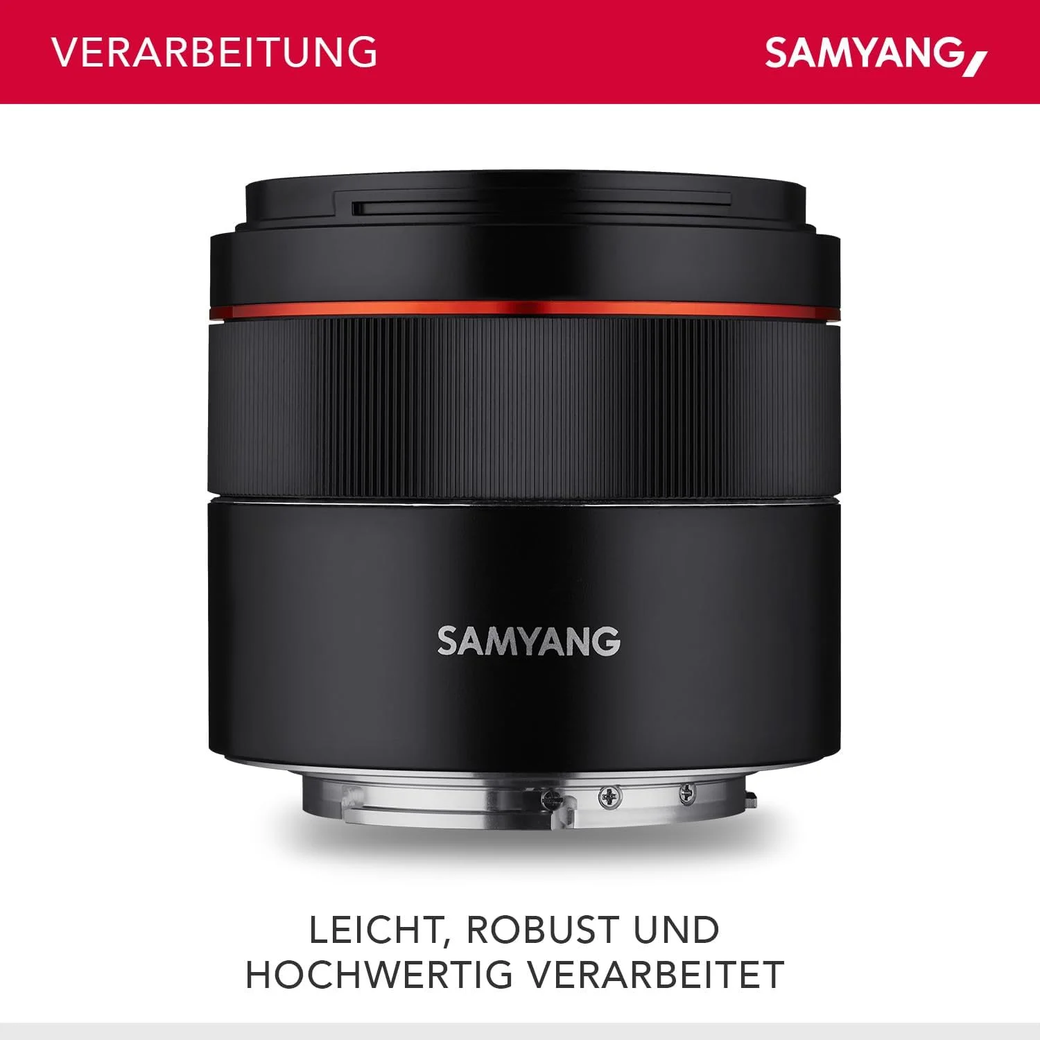 لنز 45 میلی‌متری Samyang AF با دیافراگم F1.8 مناسب دوربین‌های بدون آینه Sony Alpha (دهانه FE و E) با حسگر فول فریم و APS-C، رزوه فیلتر 49 میلی‌متری، کوچک و با کیفیت، 22803