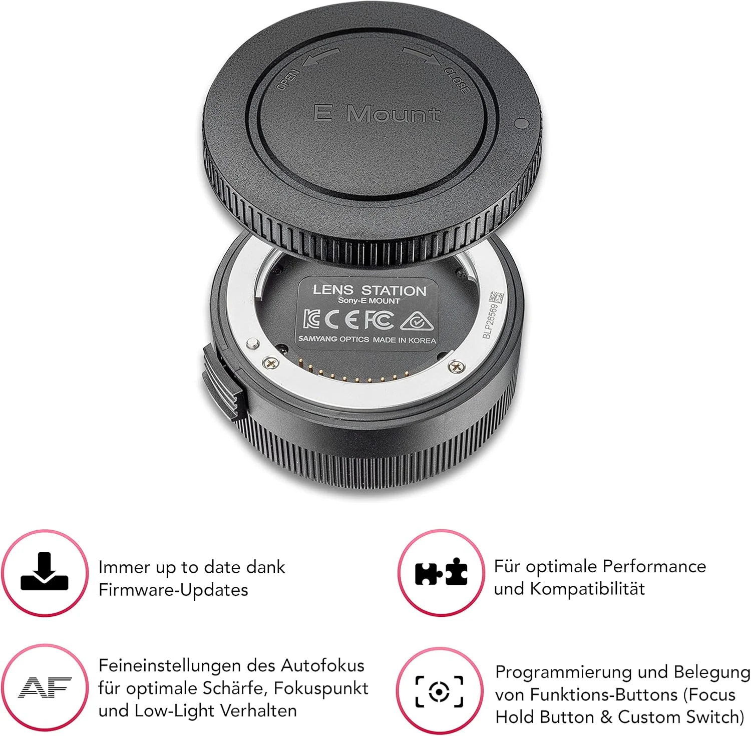 لنز سامیانگ AF 75 mm F1.8 FE + داک لنز برای سونی E، لنز پرتره برای فول فریم و APS-C، زاویه دید 32.9 درجه و فوکوس خودکار سریع، فاصله کانونی ثابت برای سونی A7C، A7 III، A6100 و دیگران