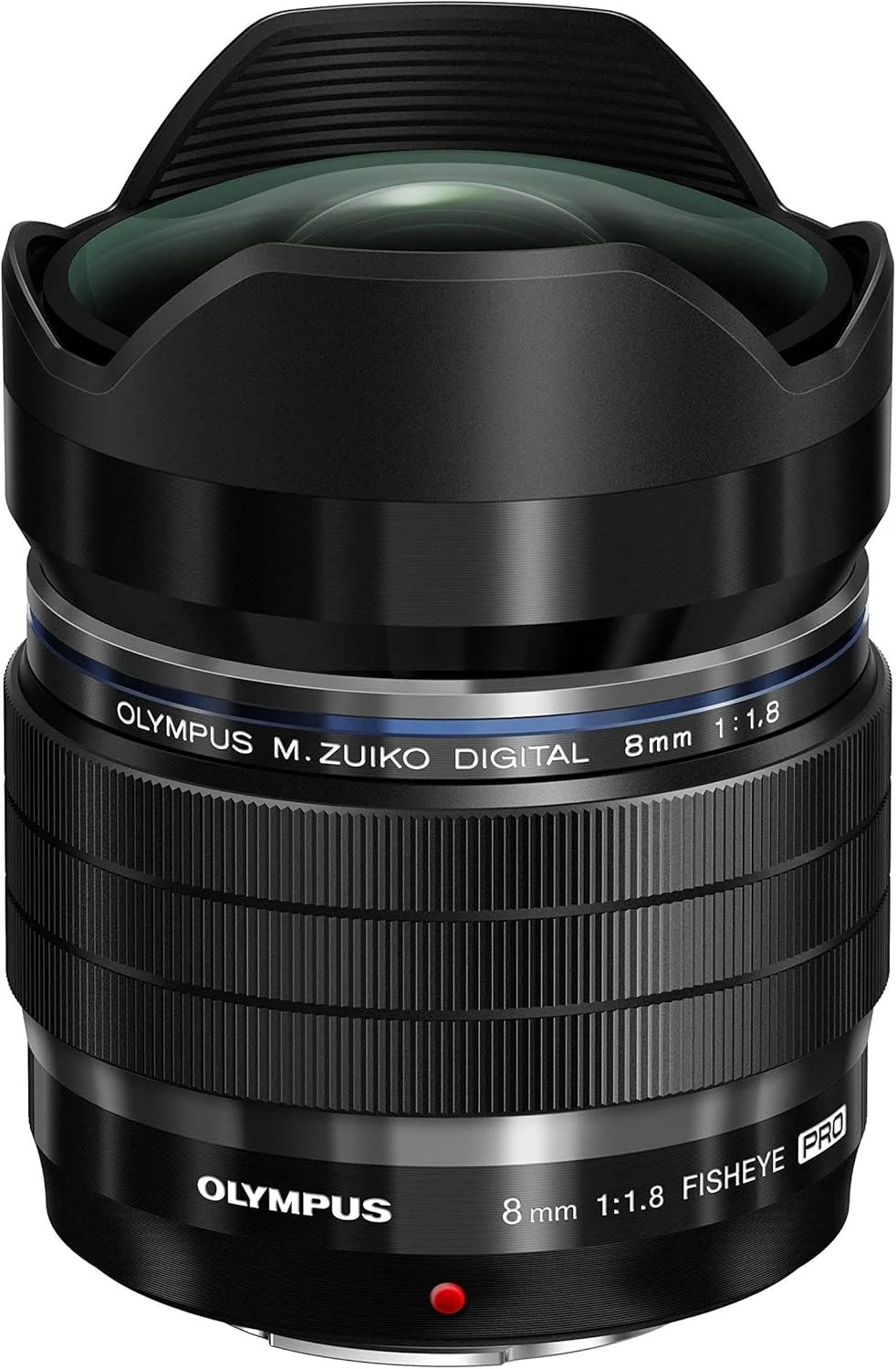 لنز Olympus M.Zuiko Digital ED 8 mm F1.8 PRO، فاصله کانونی ثابت سریع، مناسب برای همه دوربین های MFT (مدل های Olympus OM-D & PEN، سری Panasonic G)، مشکی