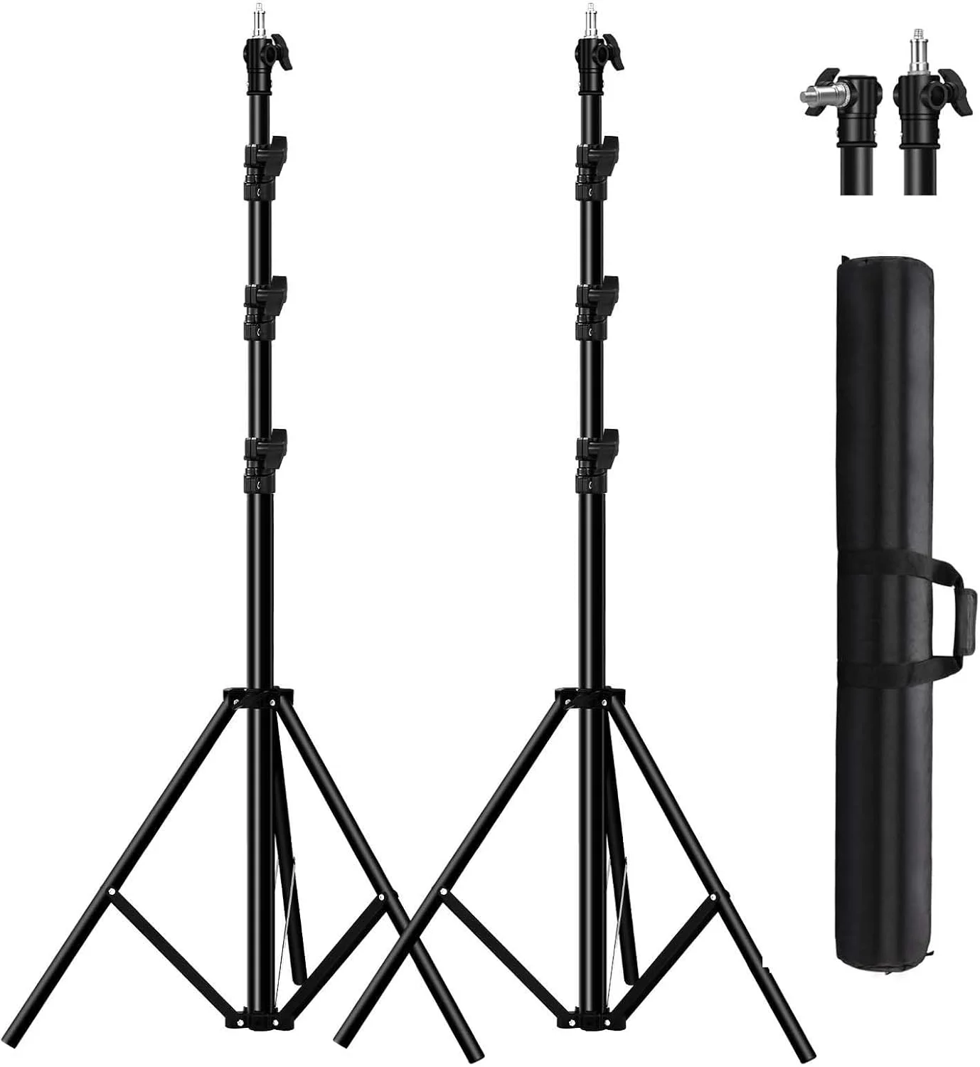 گودکس 2 عدد پایه نور 3 متری فلزی سنگین وزن قابل تنظیم با فنربندی و سه پایه مشکی قابل حمل به همراه 2 عدد براکت نگهدارنده فلاش اکسترنال نوع E و 2 عدد کیف حمل برای استودیو عکس و فیلم گودکس 2 عدد پایه نور 3 متری فلزی سنگین وزن قابل تنظیم با فنربندی و سه پایه مشکی قابل حمل به همراه 2 عدد براکت نگهدارنده فلاش اکسترنال نوع E و 2 عدد کیف حمل برای استودیو عکس و فیلم