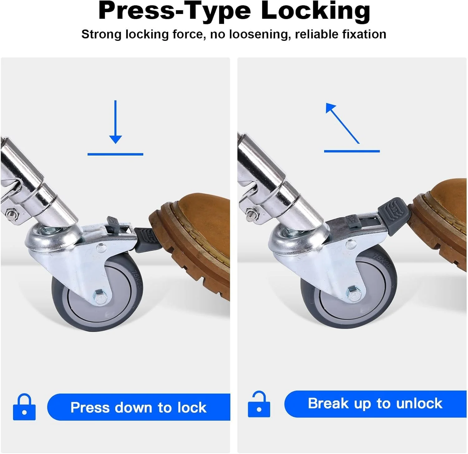 چرخ های پایه نور حرفه ای eWINNER، قطر نصب 25 میلی متر، چرخ های چند جهته با قطر 75 میلی متر با عملکرد قفل، چرخ های پایه نور برای استودیو عکاسی و فیلمبرداری