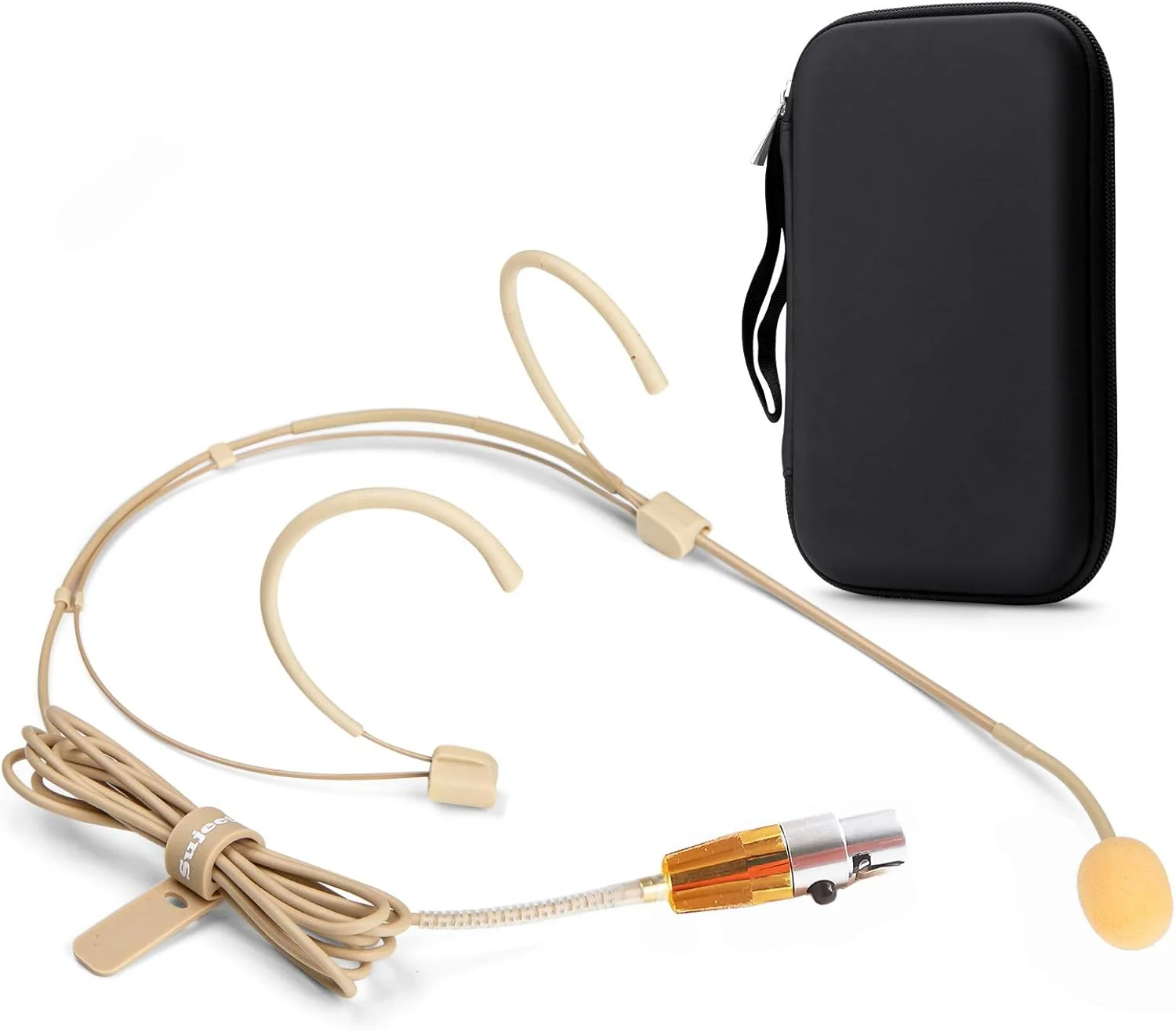 میکروفون هدست - میکروفون دو گوشی نامحسوس ایده آل برای فرستنده های بی سیم AKG Samson برای سخنرانی ها، تئاتر، پادکست ها با جعبه نگهداری مقاوم - پلاگین 3 پین مینی XLR TA3F