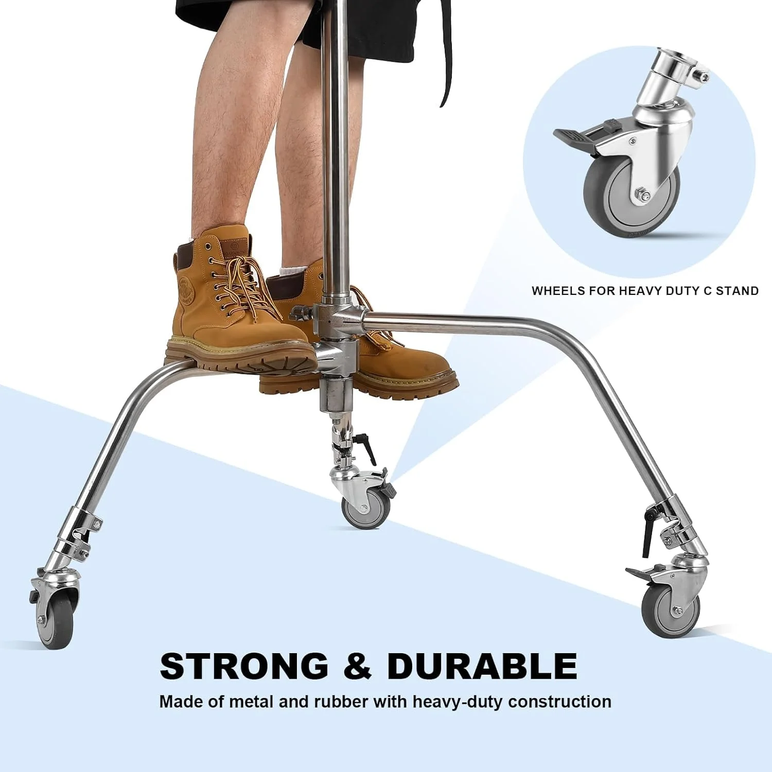 چرخ های پایه نور حرفه ای eWINNER، قطر نصب 25 میلی متر، چرخ های چند جهته با قطر 75 میلی متر با عملکرد قفل، چرخ های پایه نور برای استودیو عکاسی و فیلمبرداری