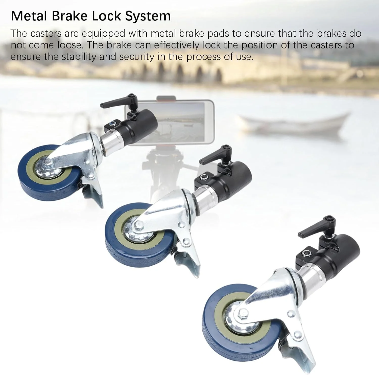 چرخ‌های نورپردازی عکاسی Annadue، مجموعه چرخ‌های گردان 360 درجه فلزی بی‌صدا با ترمز برای پایه نور 25 میلی‌متری (3 عدد)