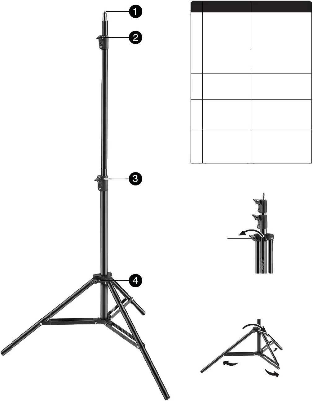 پایه نور سه قسمتی اینسیگنیا مدل NS-DLS75SBK