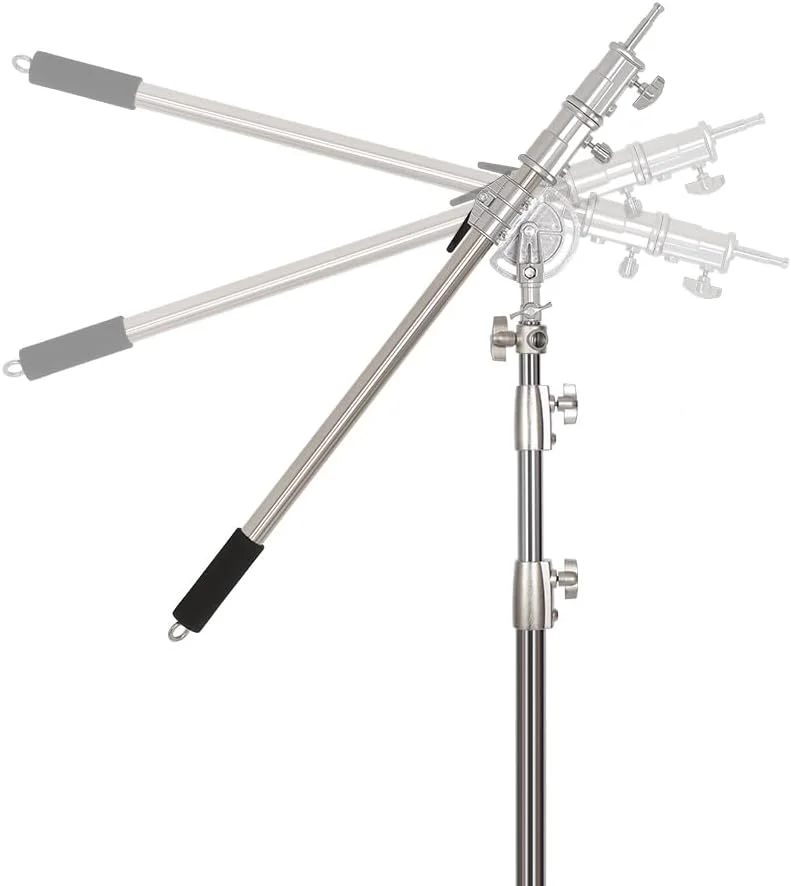AECAM - کیت استیل بازوی متقاطع پایه نور 2.9 متری به همراه کیسه وزنه، لوازم جانبی استودیو عکاسی میله افزایش طول 2.49 متری (فقط بازوی بوم)
