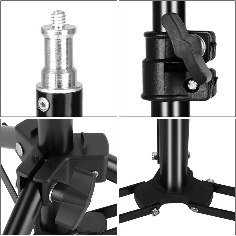 پایه نور رومیزی کوچک 37 سانتی متری با پیچ 1/4 اینچی برای استودیو عکس، رینگ لایت و لامپ LED (سر تخت)